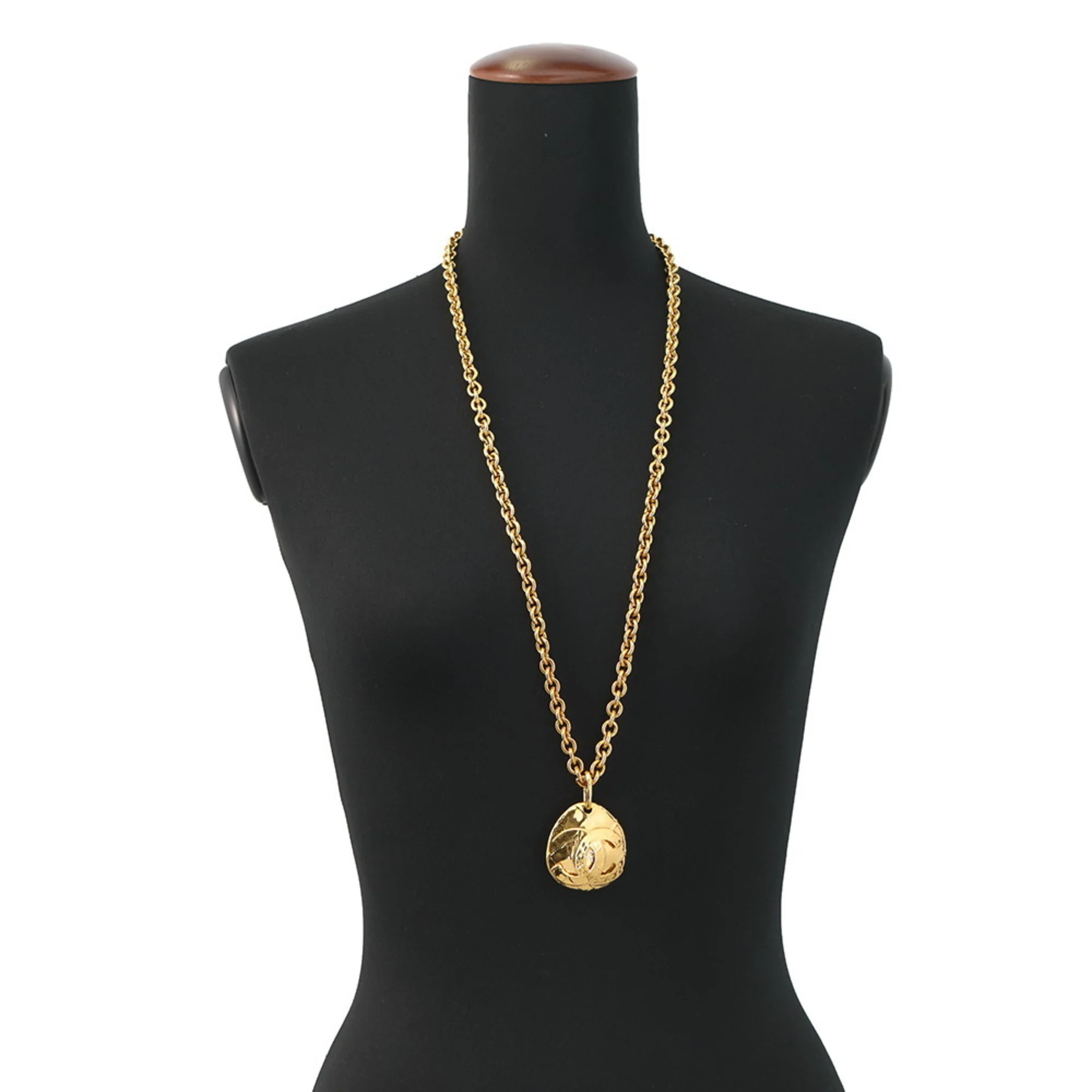 CC Logo Pendant Necklace Gold-Tone Metal - Image 4