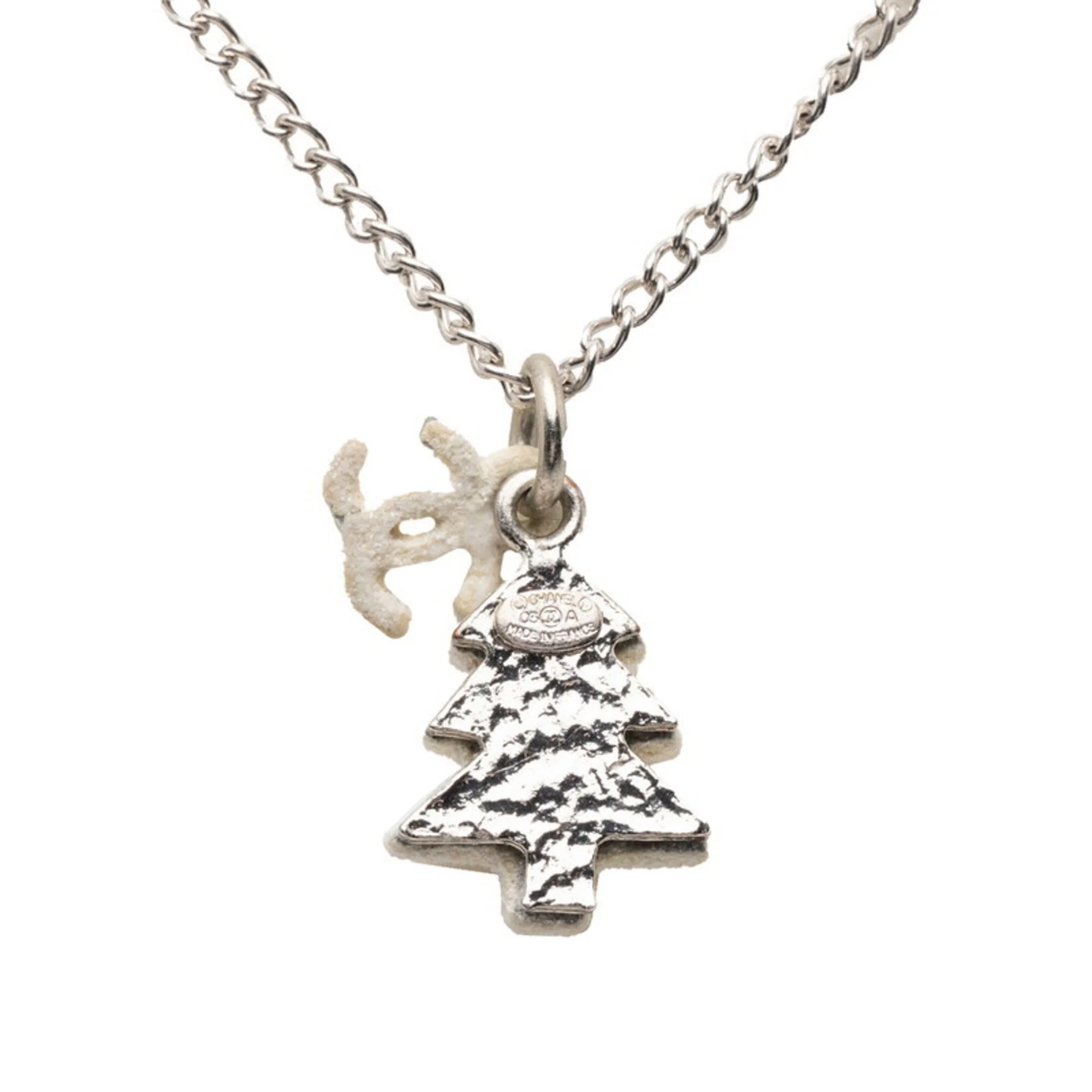 CC Logo Pendant Necklace Silver-Tone Metal - Image 2
