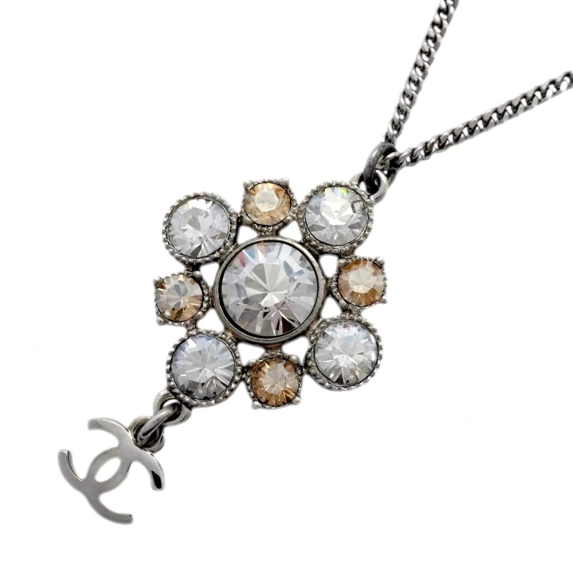 CC Logo Pendant Necklace Silver-Tone Metal