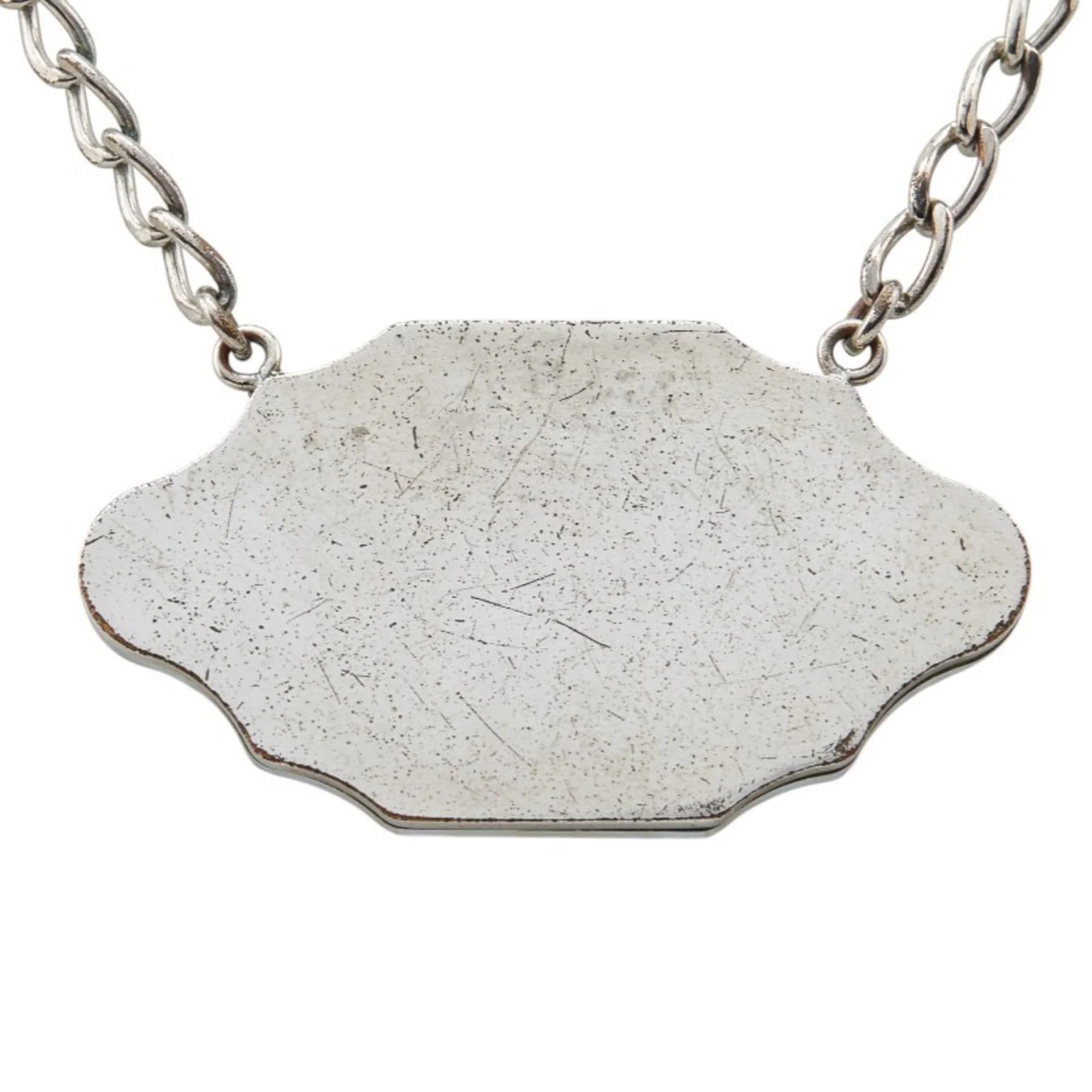 CC Logo Pendant Necklace Silver-Tone Metal - Image 3