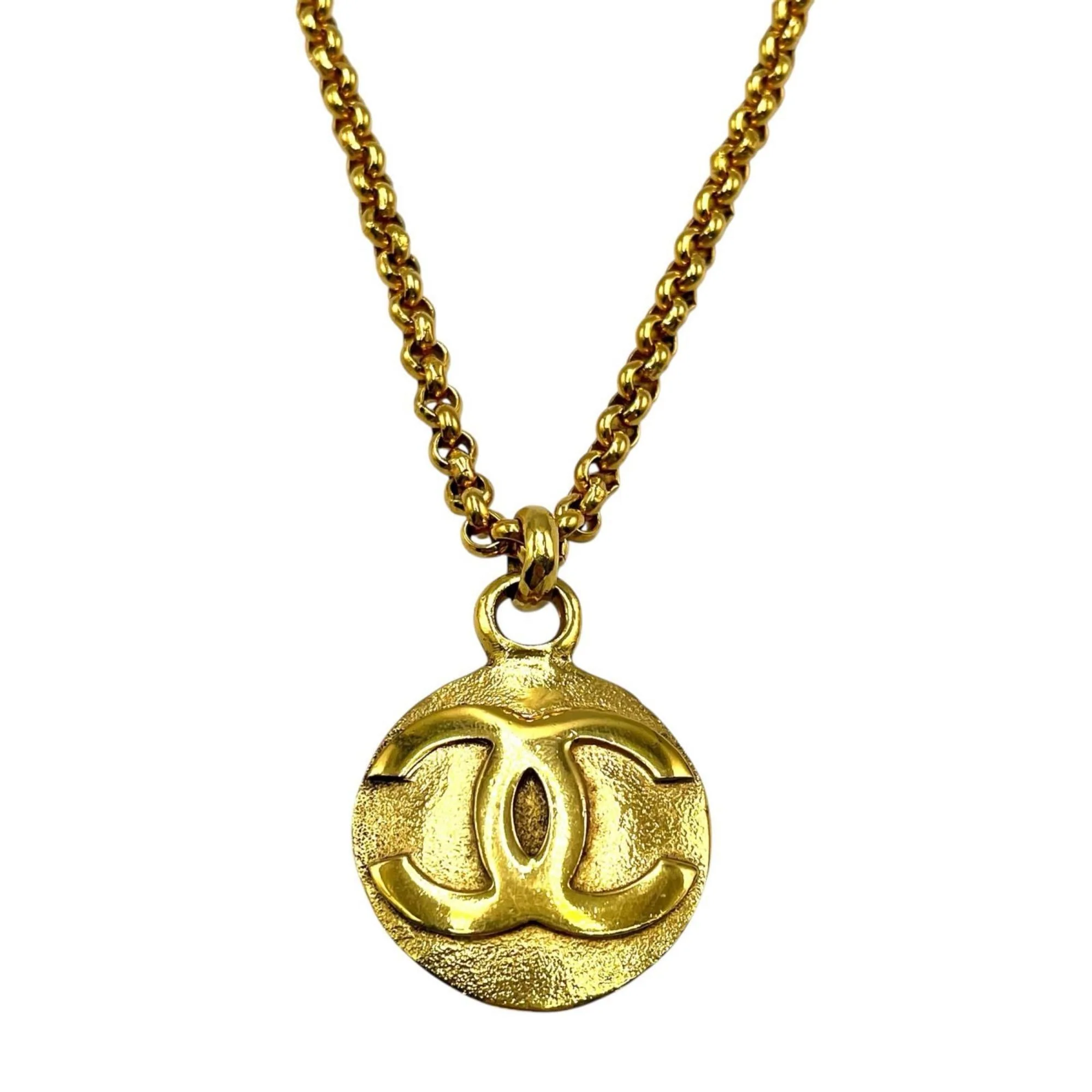 CC Logo Round Pendant Necklace Metal - Image 2