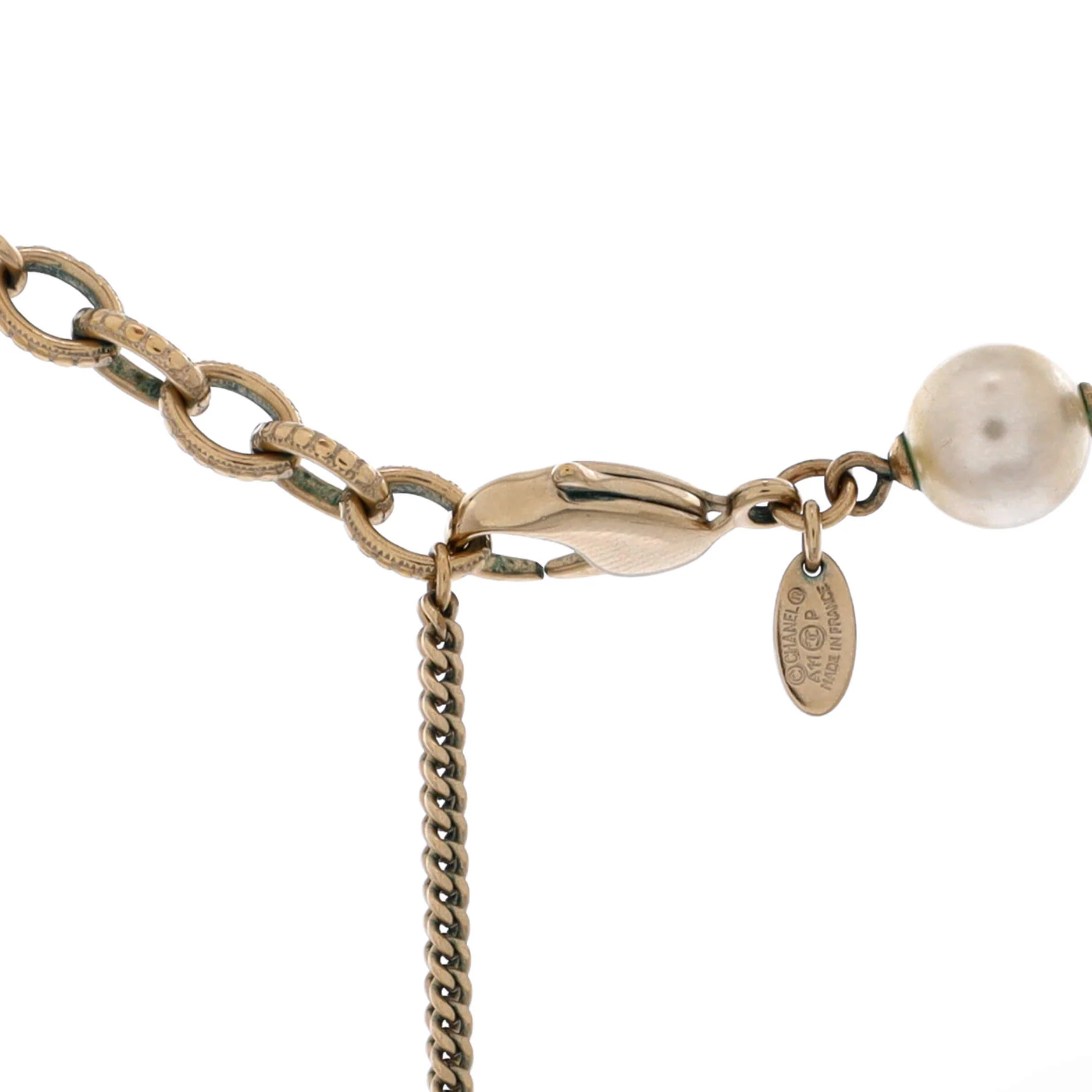 CC Station Long Necklace Metal with Faux Pearls and Beads - Image 3