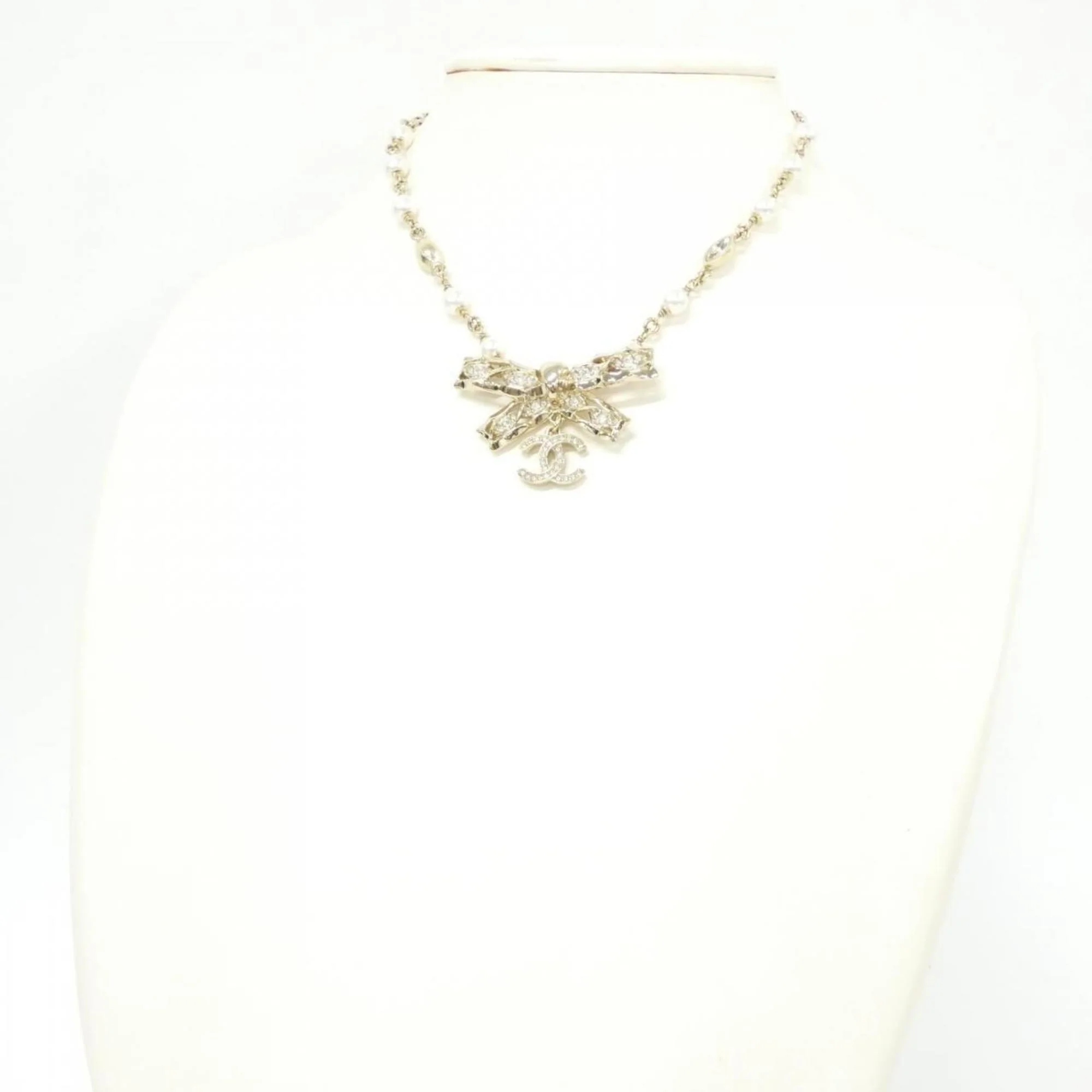 Pendant Necklace Artificial Pearl Gold White Clear - Image 5