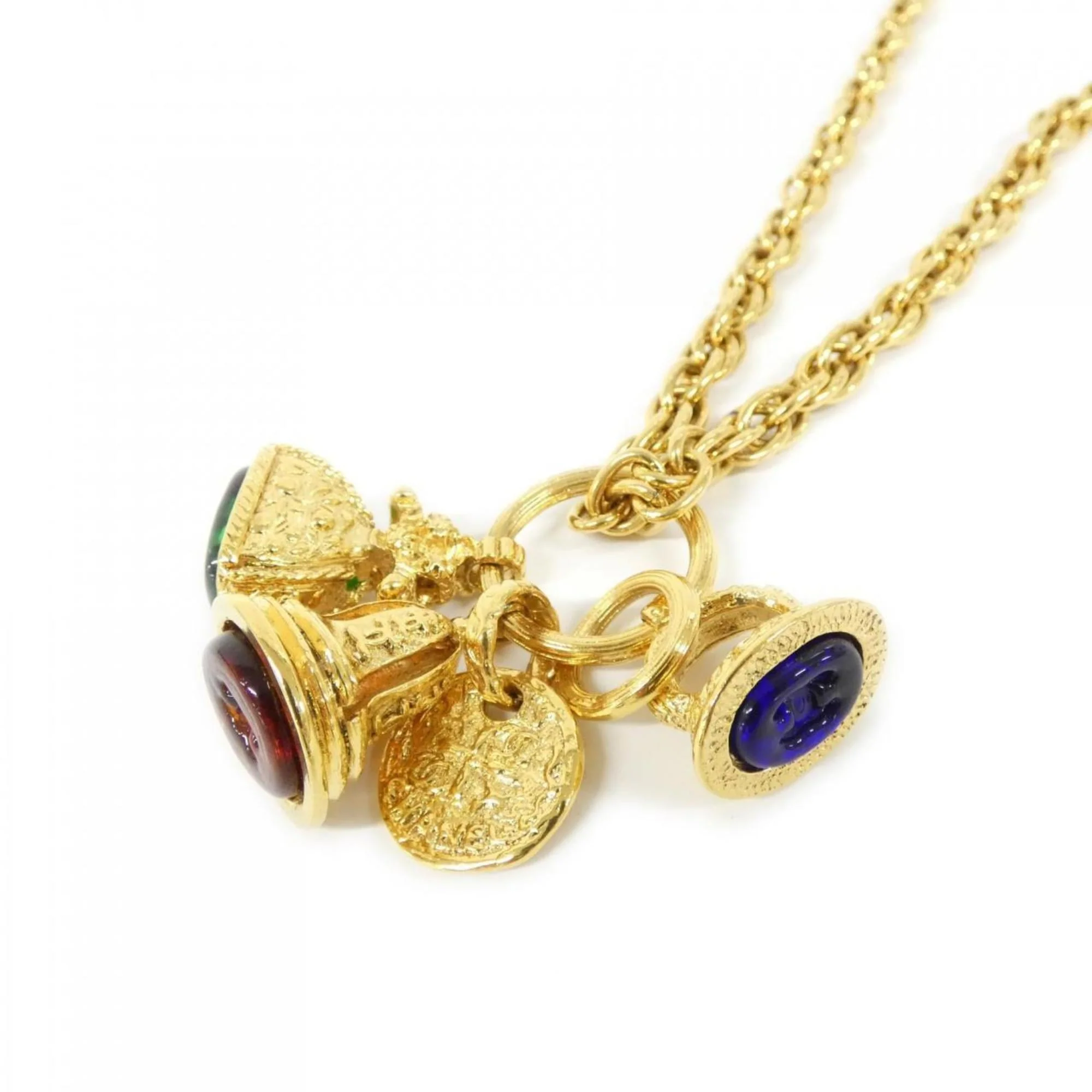 Pendant Necklace Blue Green Red Gold - Image 4
