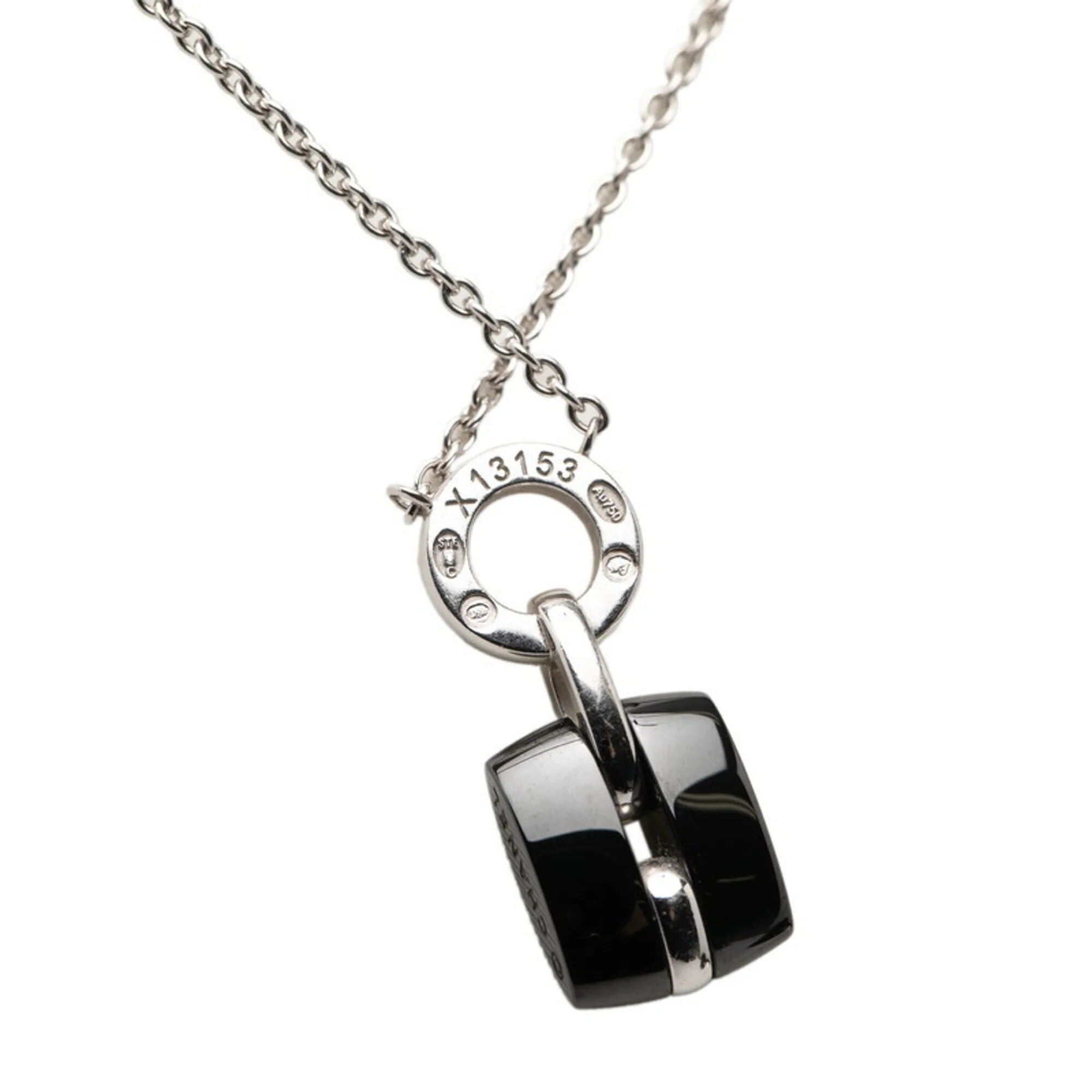 Pendant Necklace Ceramic and 18K White Gold With Diamond - Image 6