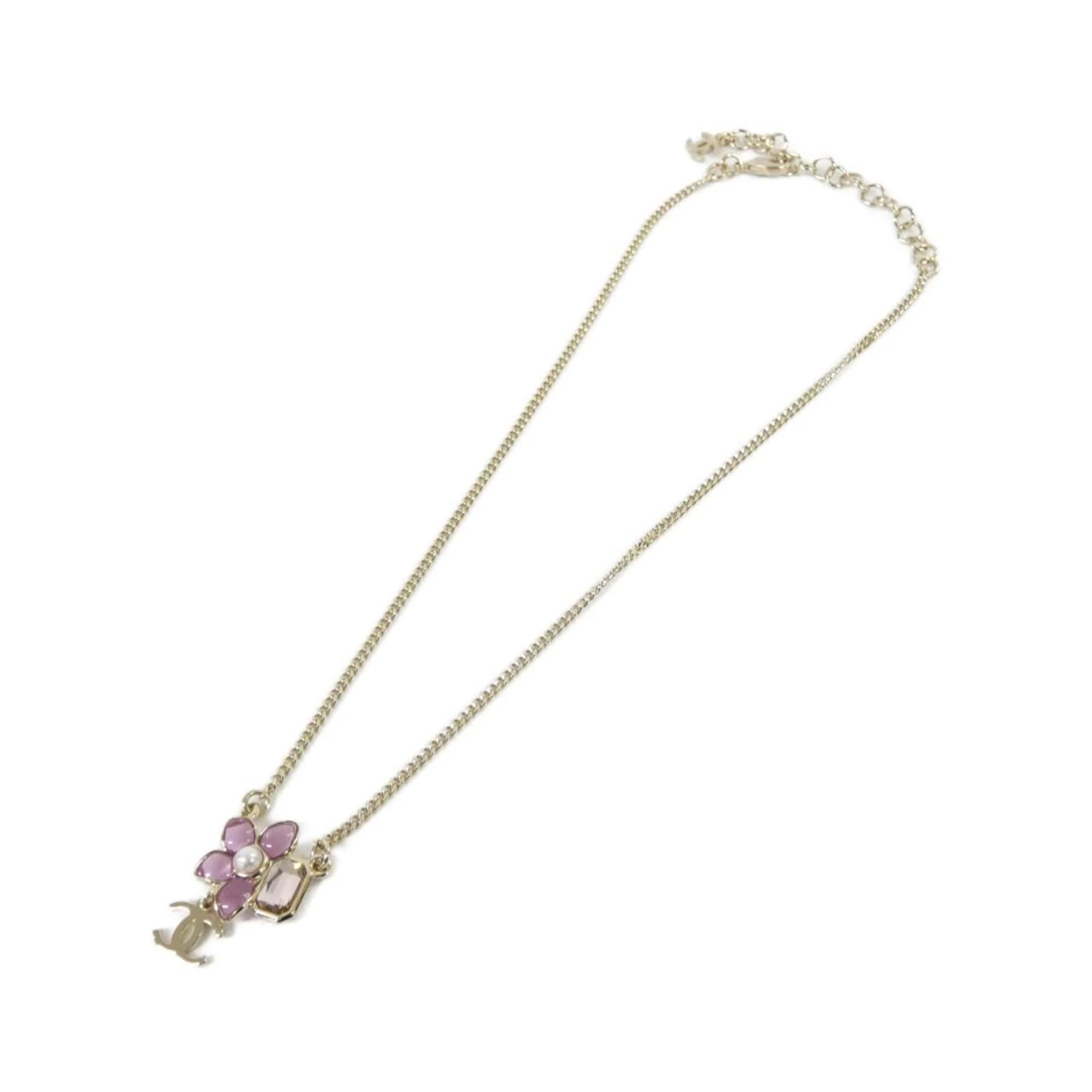 Pendant Necklace Metal Pink and White - Image 2