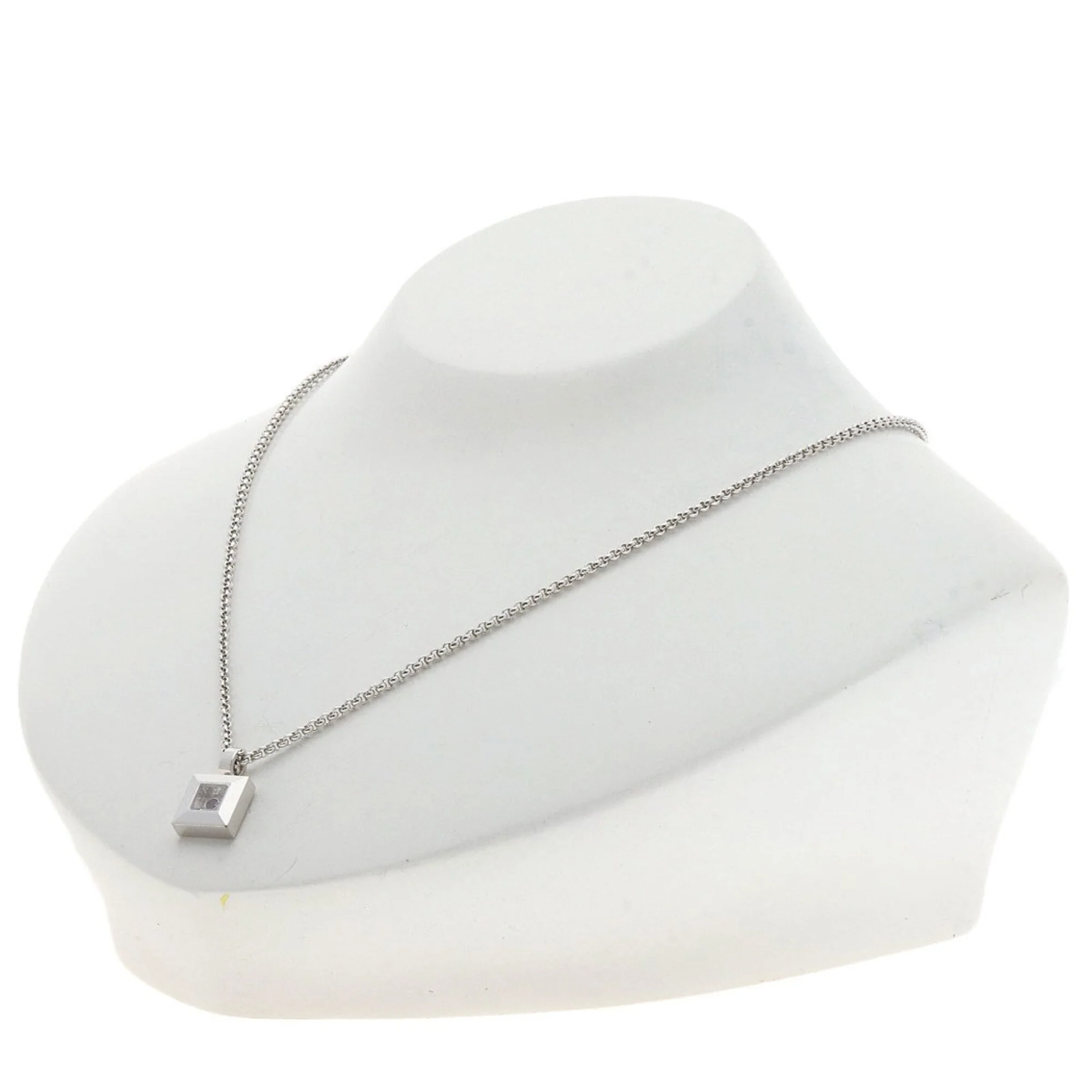 Pendant Necklace 18K White Gold with Diamond and Sapphire - Image 5