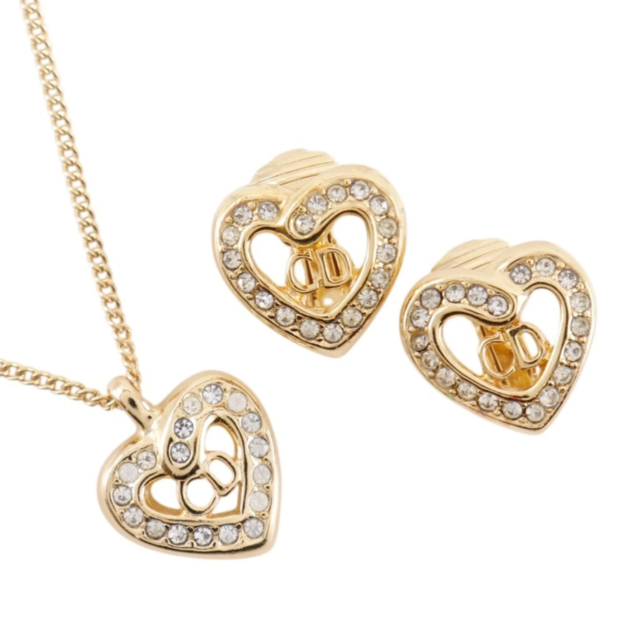 Earrings Rhinestone Gold-Tone Metal