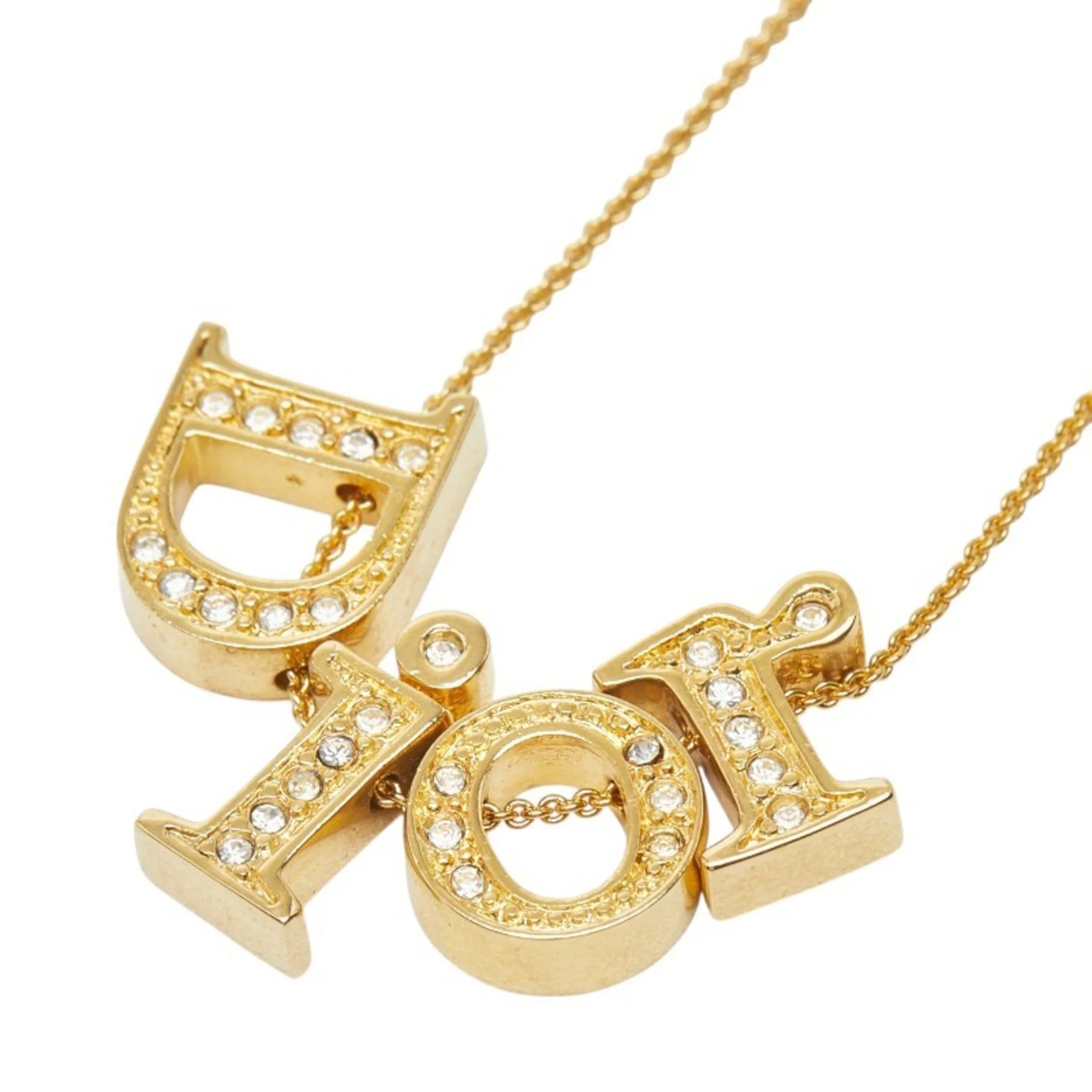 Pendant Necklace Gold and Rhinestone