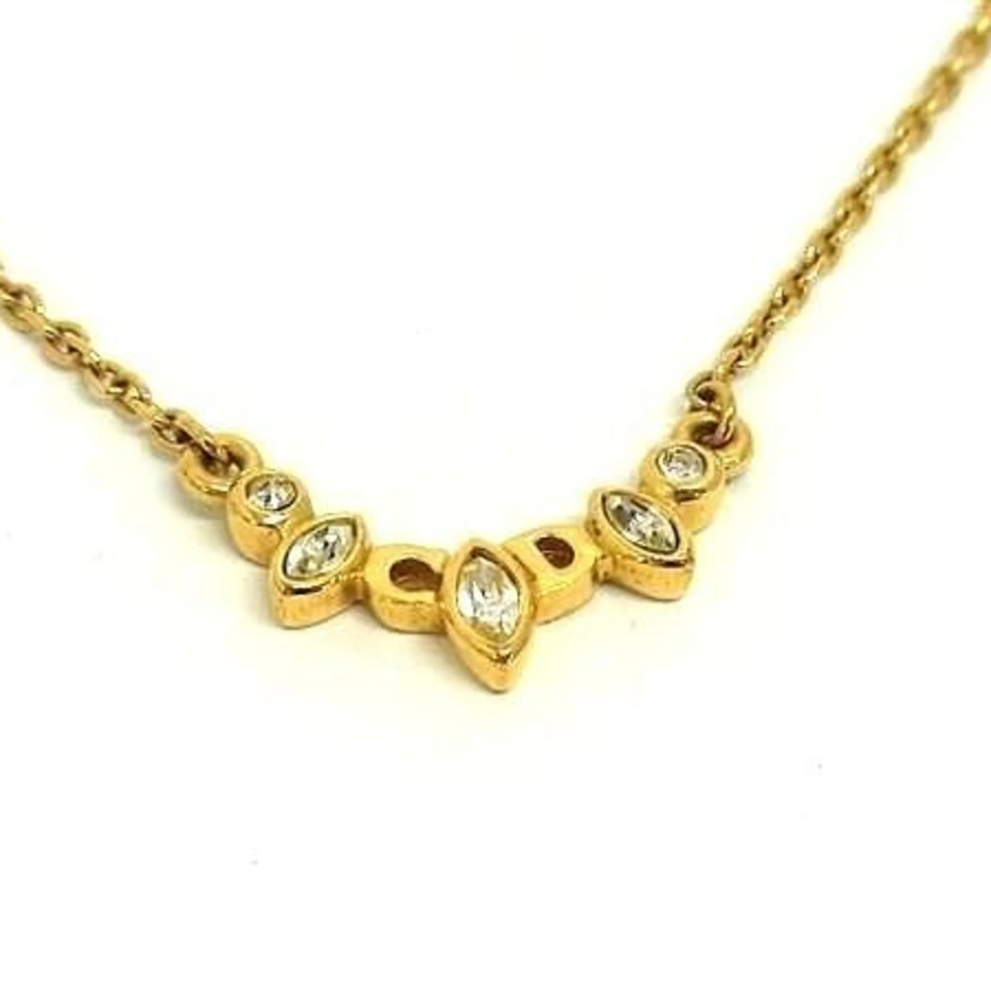 Pendant Necklace Gold Metal Clip-On with Rhinestone - Image 2