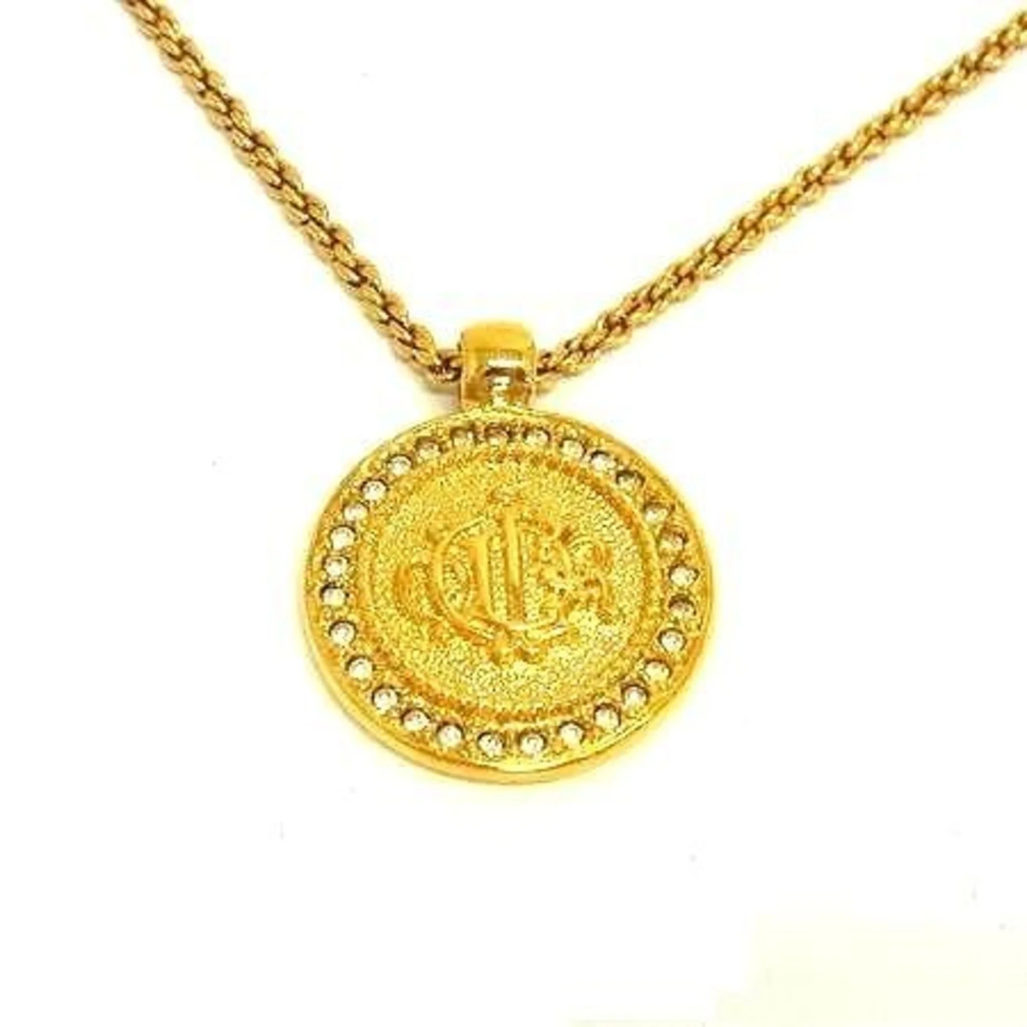 Pendant Necklace Gold Metal with Rhinestone - Image 2