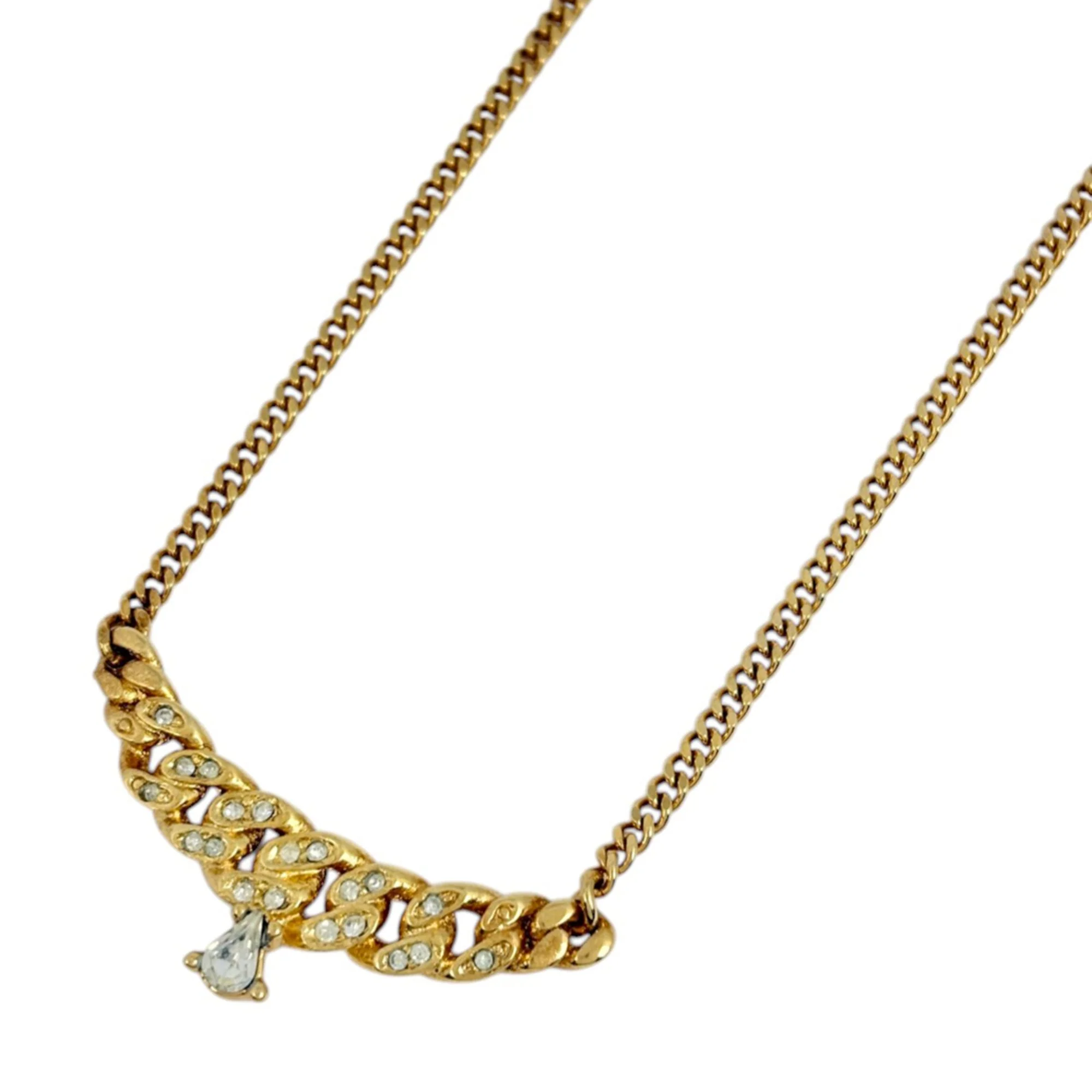 Pendant Necklace Gold with Rhinestone