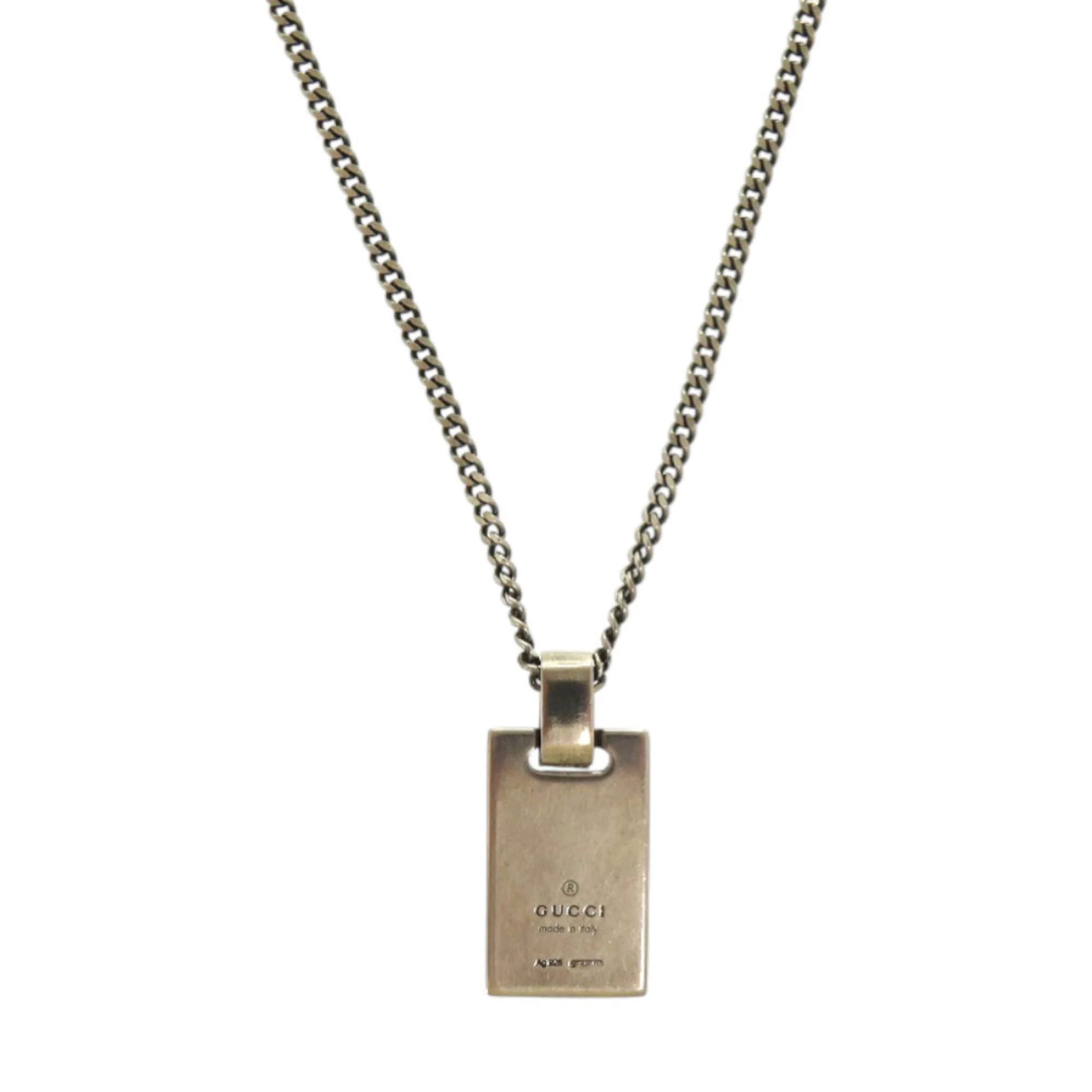 Diamante Plate Pendant Necklace Sterling Silver - Image 2