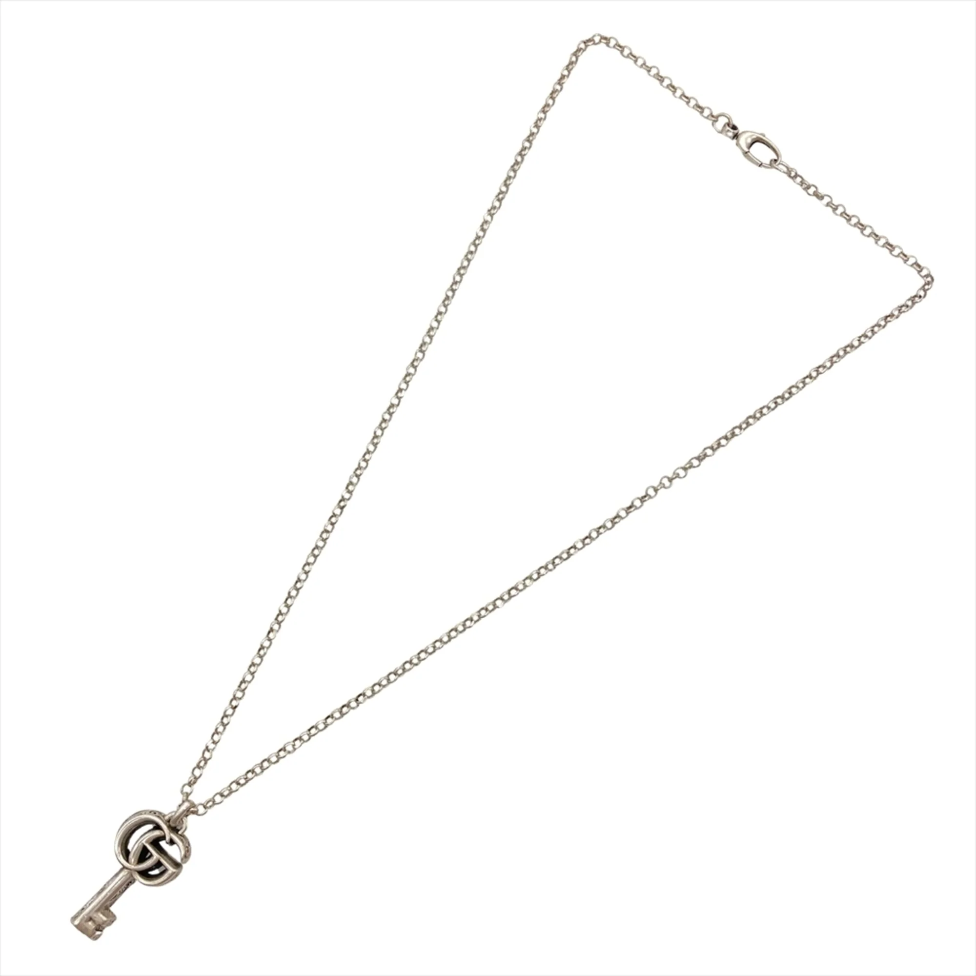 Double G Key Motif Pendant Necklace Sterling Silver Arabesque Design - Image 7