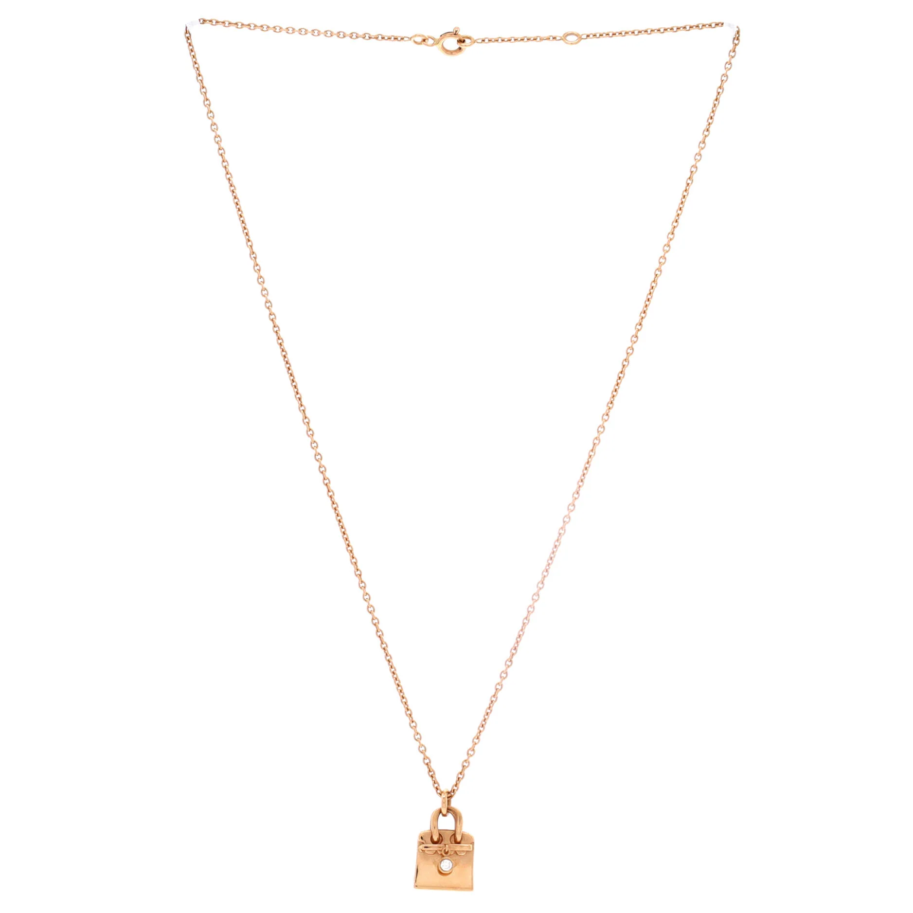 Birkin Amulette Pendant Necklace 18K Rose Gold with Diamond - Image 3