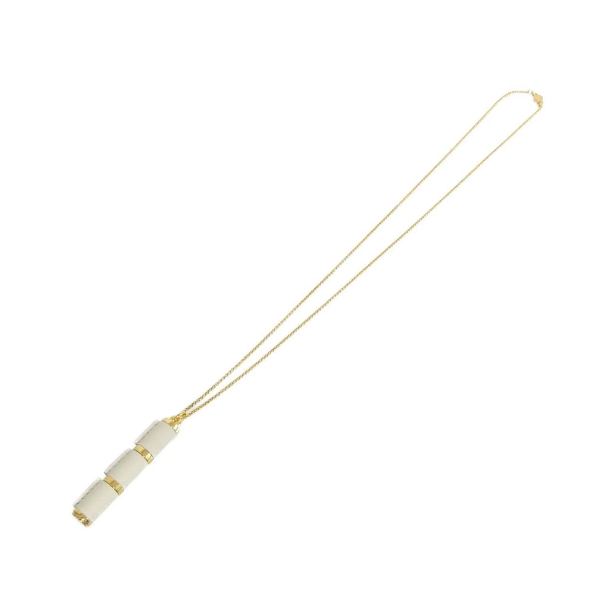 CharniŹre GM Pendant Necklace Swift Leather Gold and White - Image 2