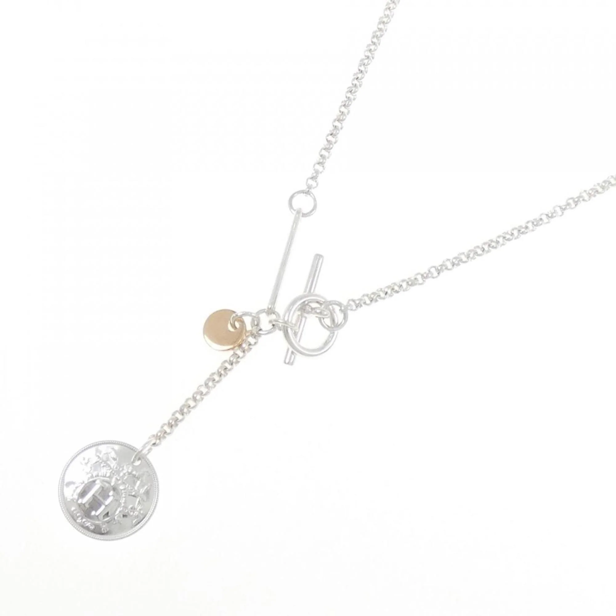 Exlibris Pendant Necklace 18K Rose Gold and Sterling Silver - Image 2
