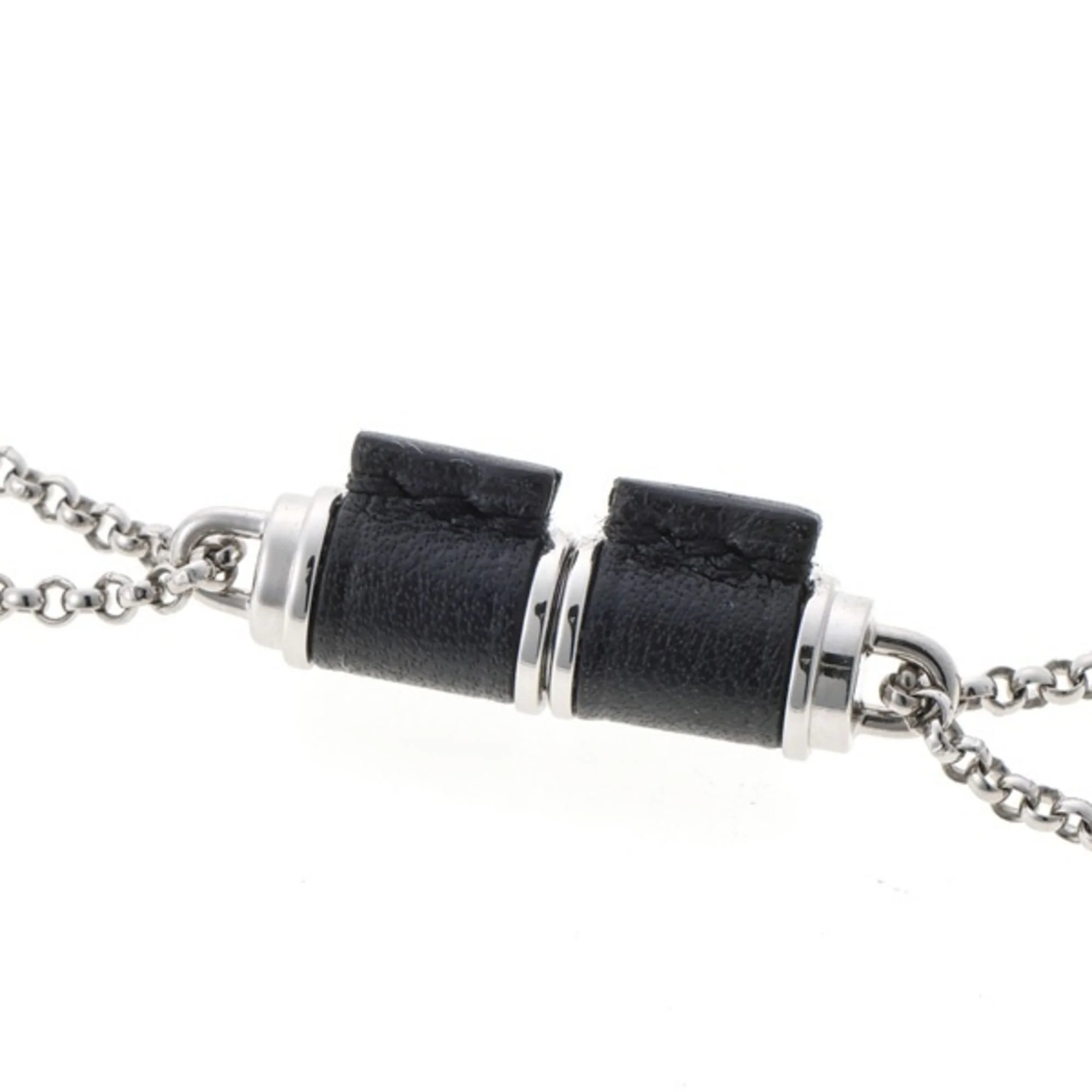 Pendant Necklace Metal and Leather Mini - Image 7