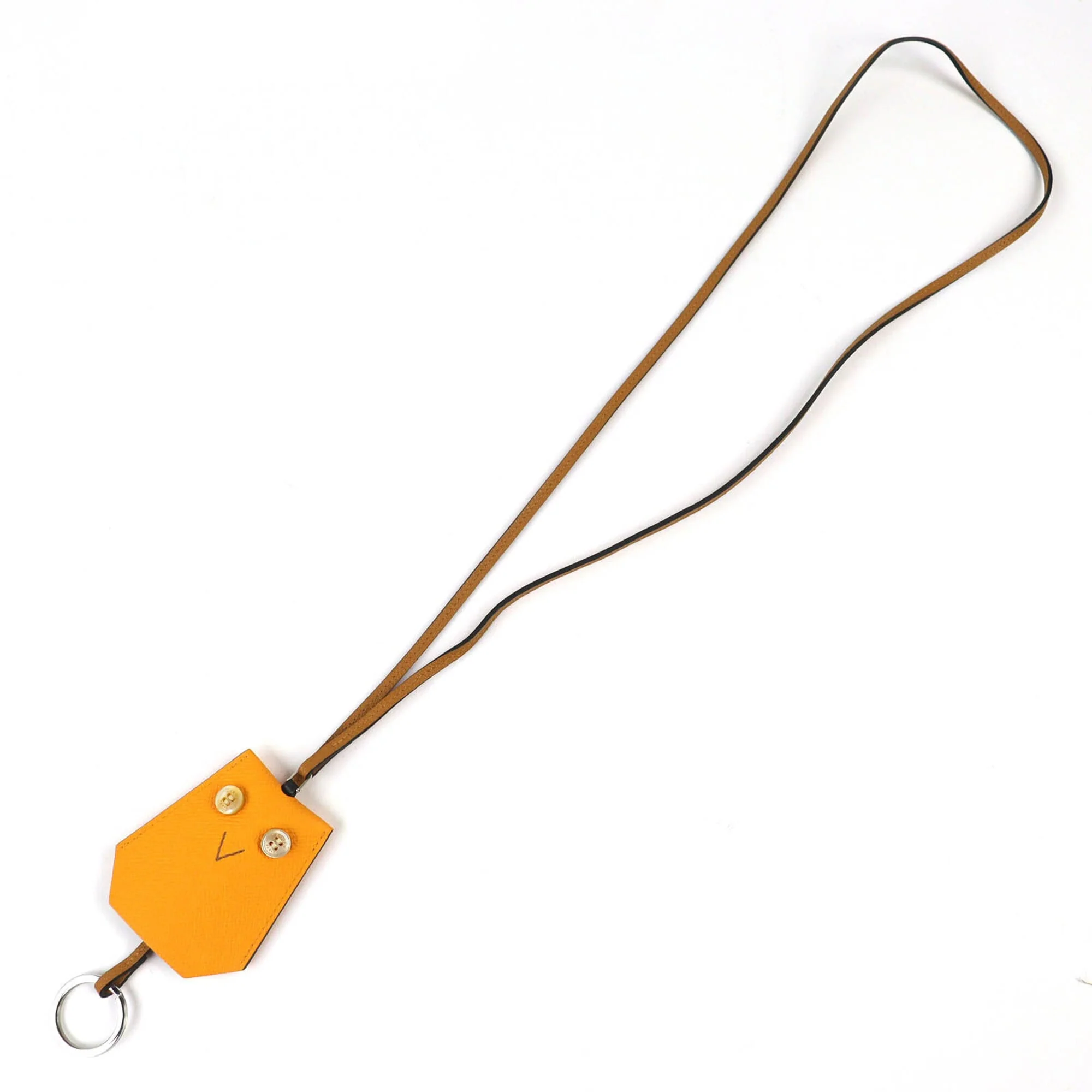 Petit H Pendant Necklace Epsom Leather Biscuit and Jaune - Image 4