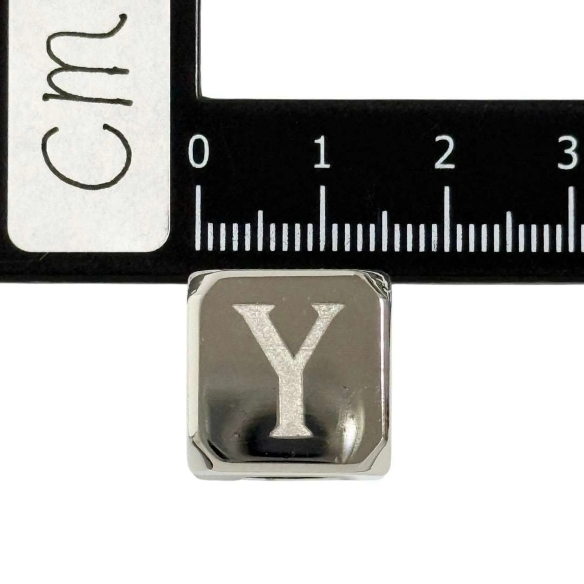 Necklace Metal Customized Big Dice Charm Initial Alphabet Y - Image 8