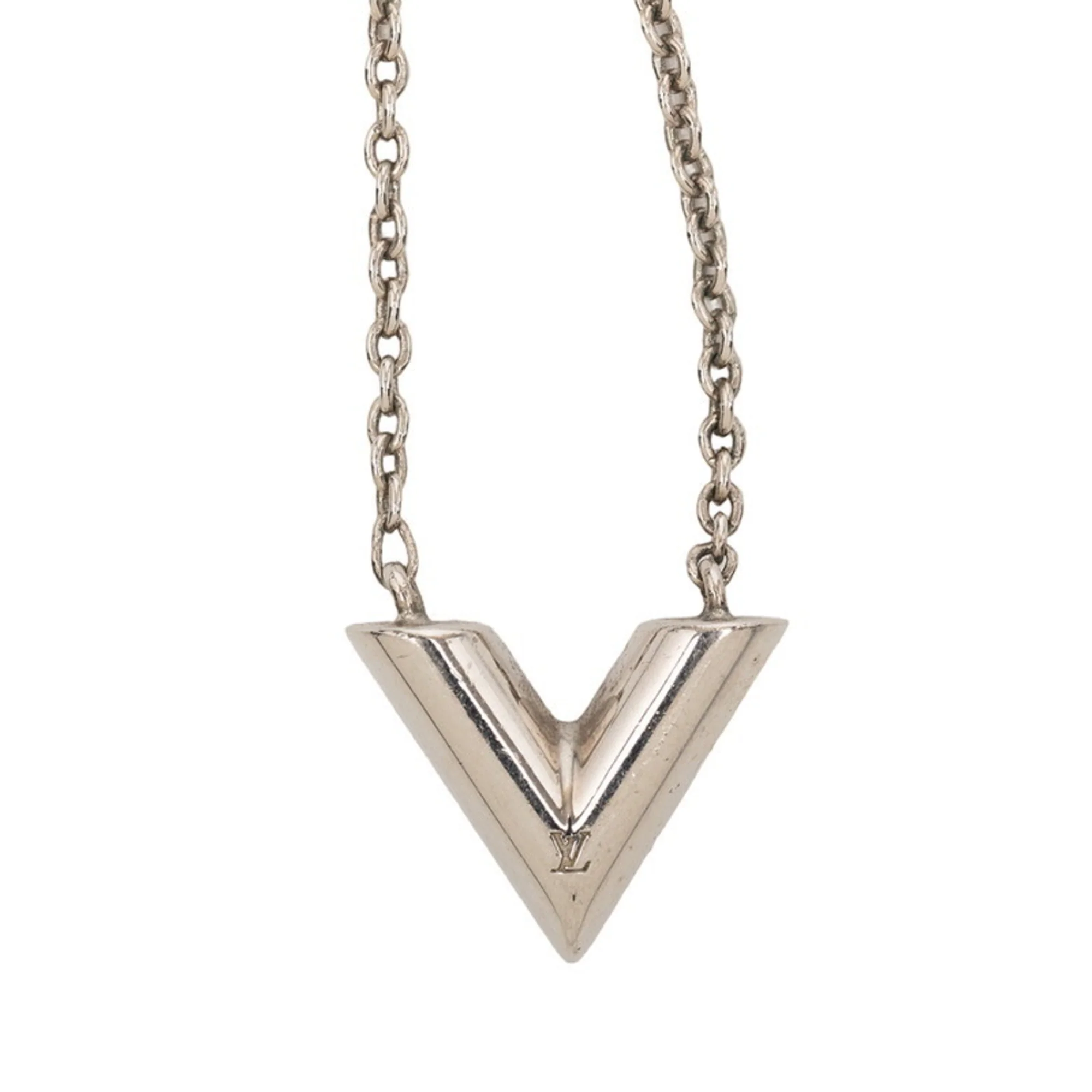 Essential V Pendant Necklace Silver Metal