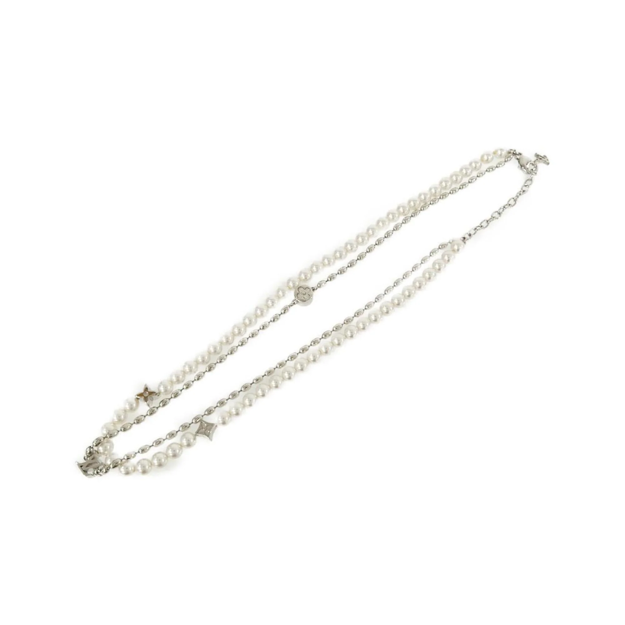 Pearl Fusion Pendant Necklace Silver White - Image 2