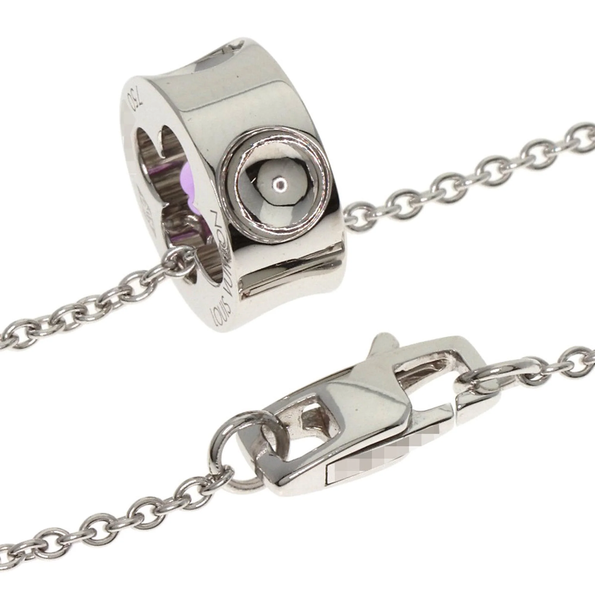 Pendant Necklace 18K White Gold with Sapphire - Image 2