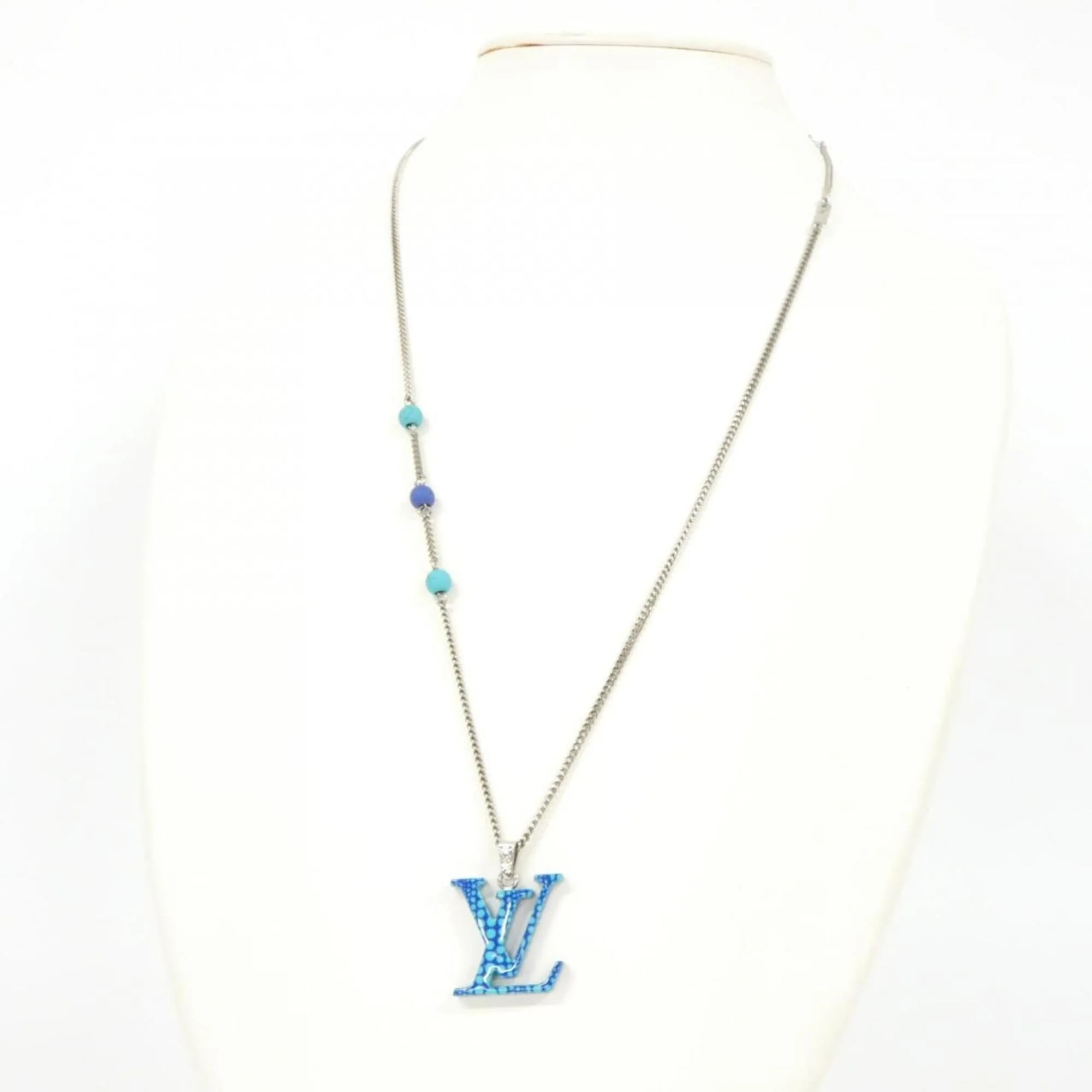 Pendant Necklace Blue Silver Pumpkin - Image 5