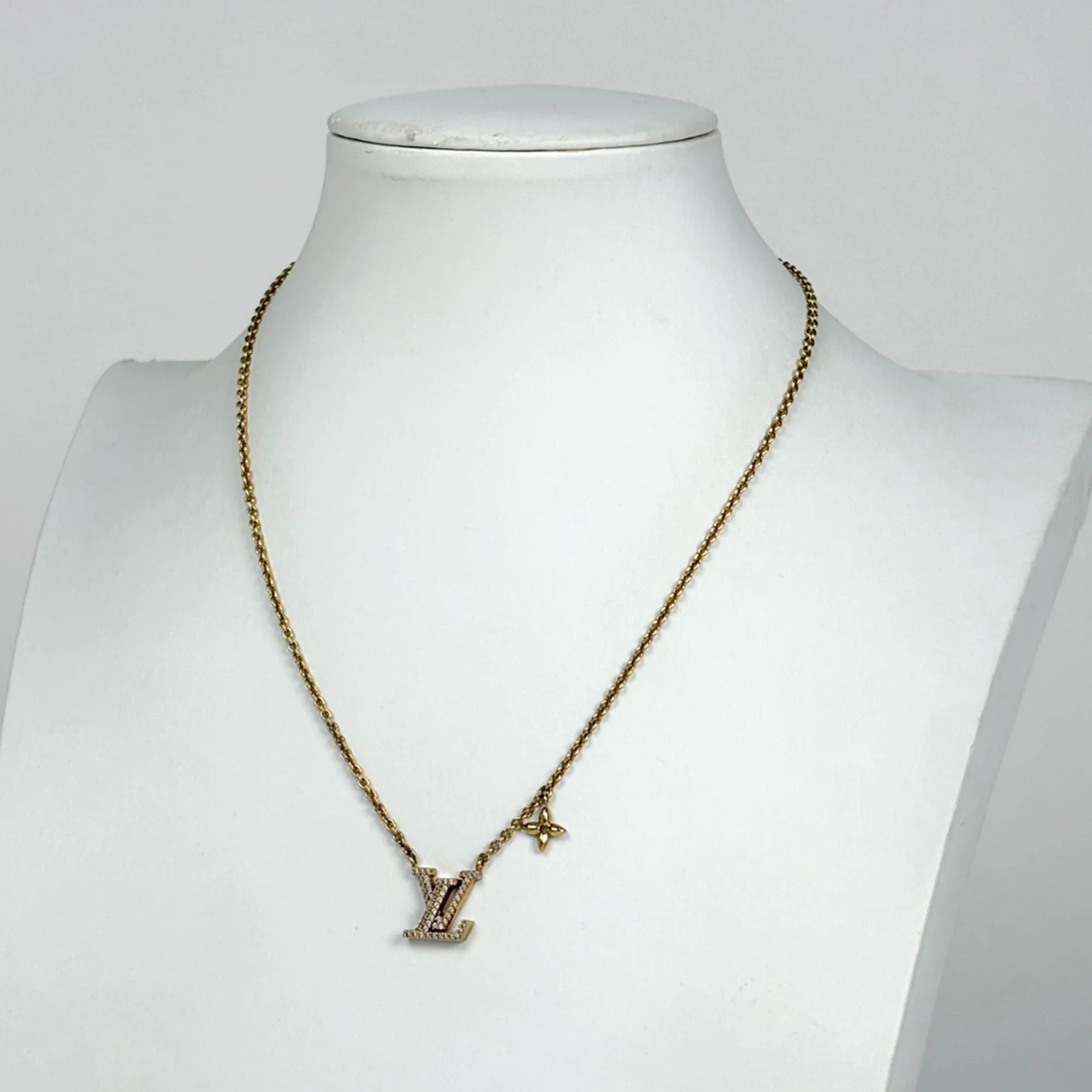 Pendant Necklace Rhinestone Gold - Image 4