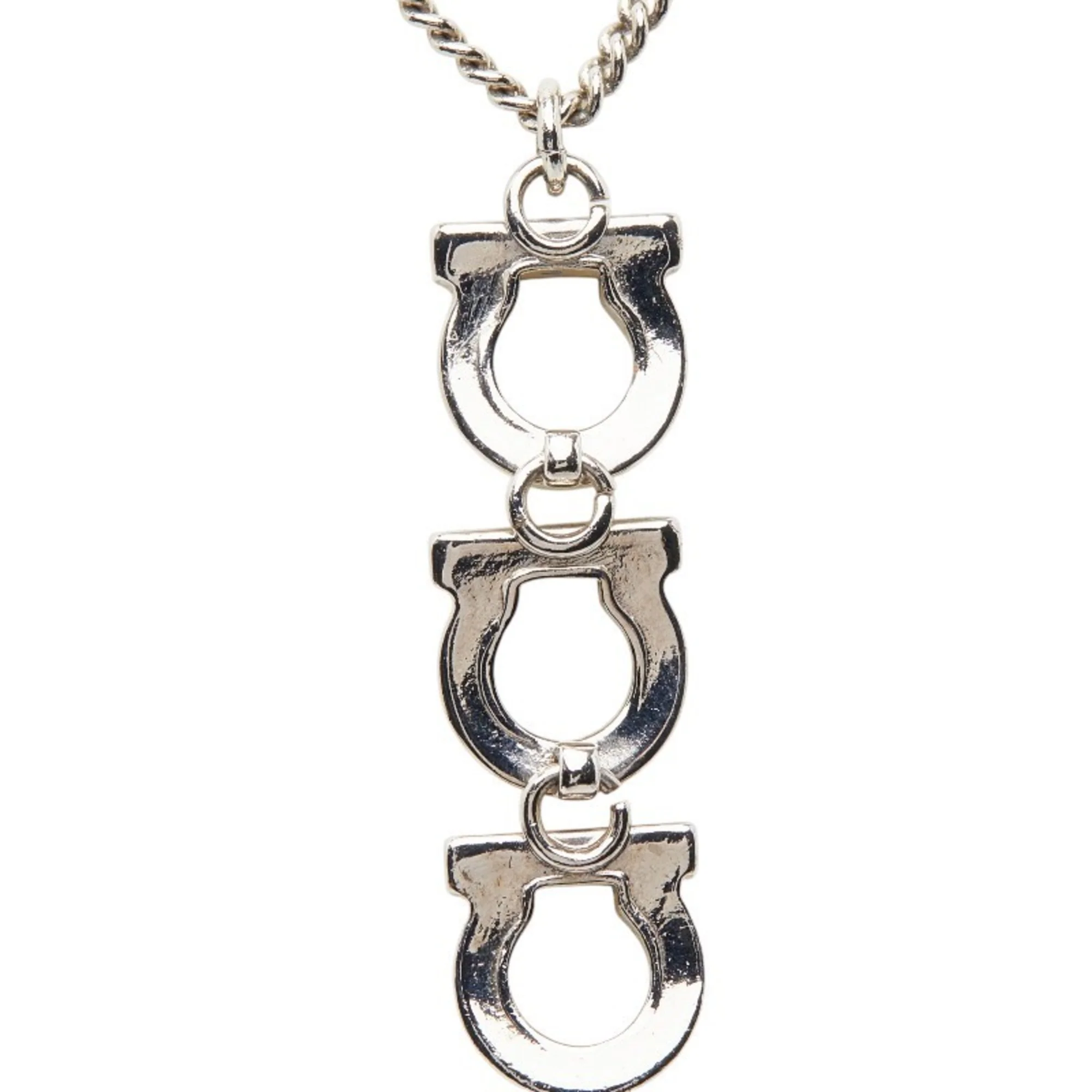 Pendant Necklace Metal and Rhinestone Silver - Image 3