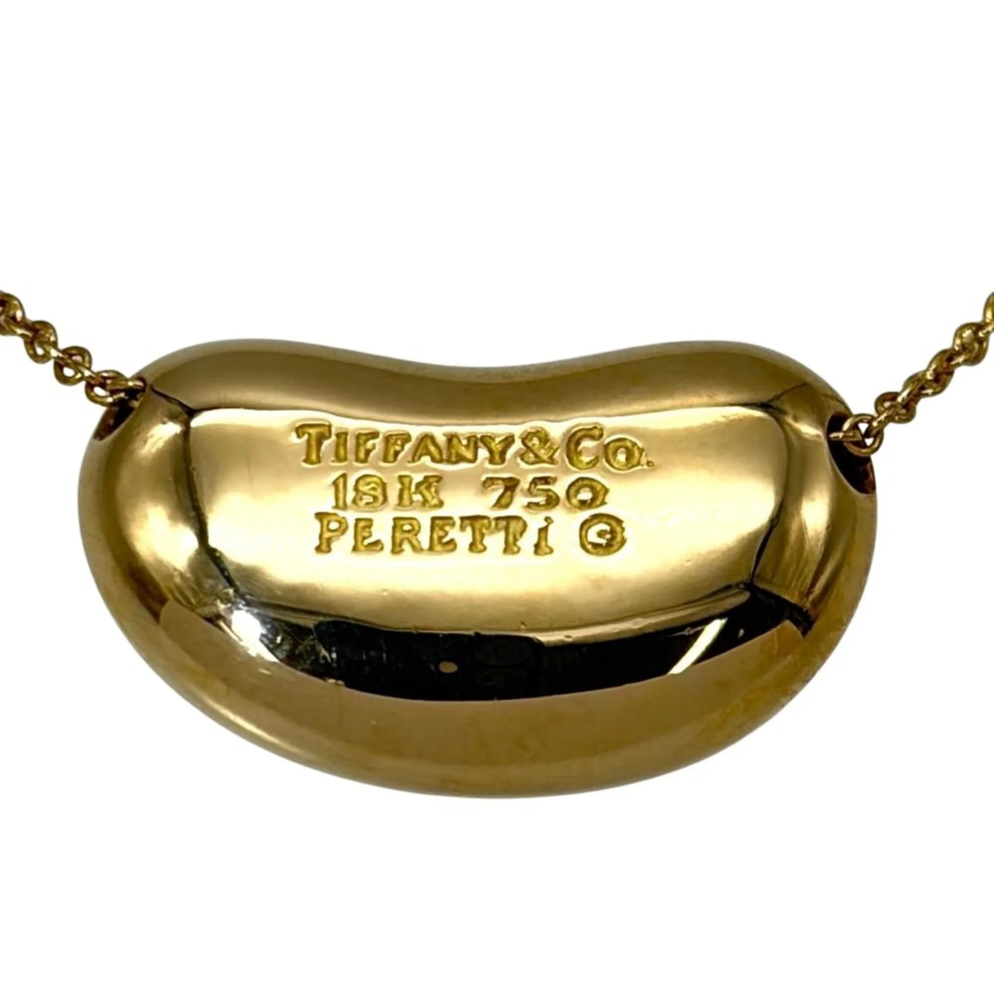 Bean Pendant Necklace 18K Yellow Gold 18mm - Image 3