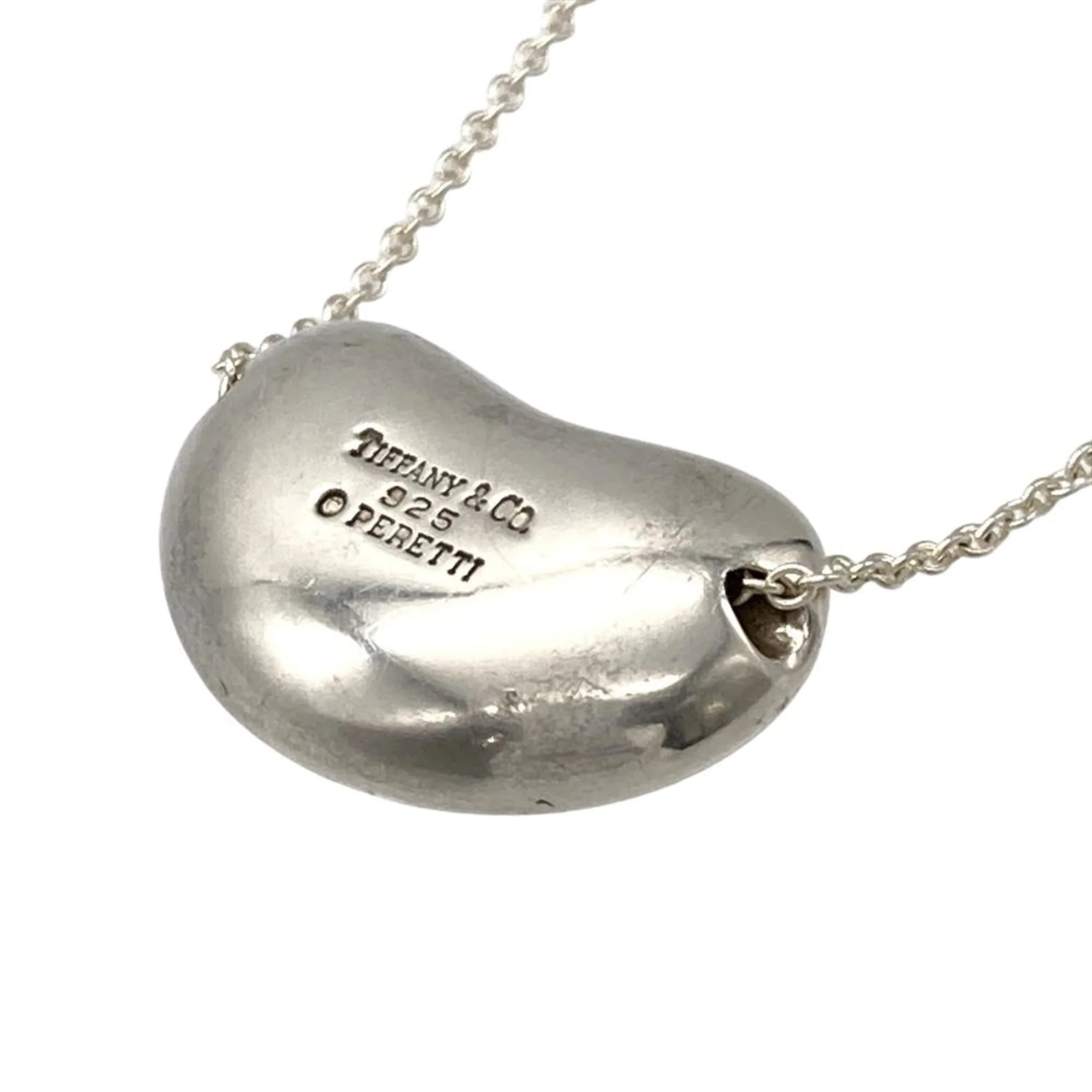 Bean Pendant Necklace Sterling Silver 11mm - Image 3