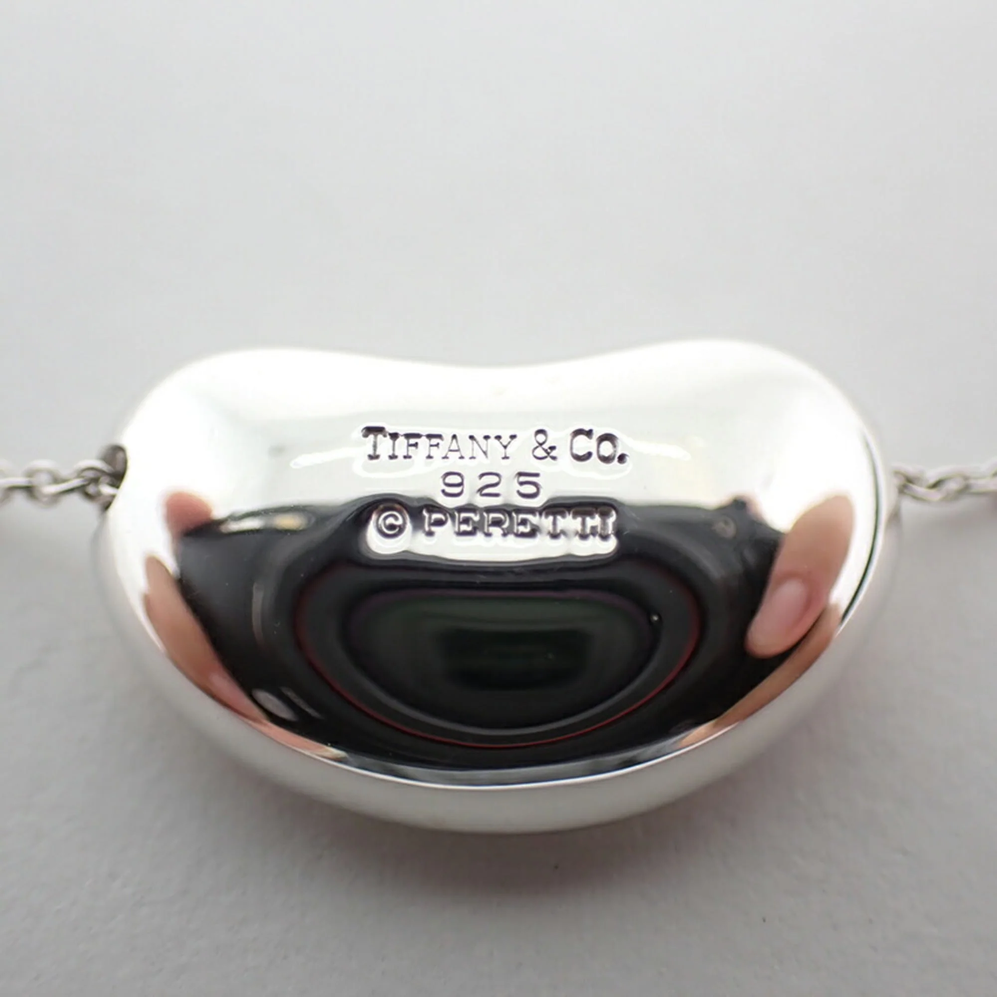 Bean Pendant Necklace Sterling Silver 12mm - Image 7