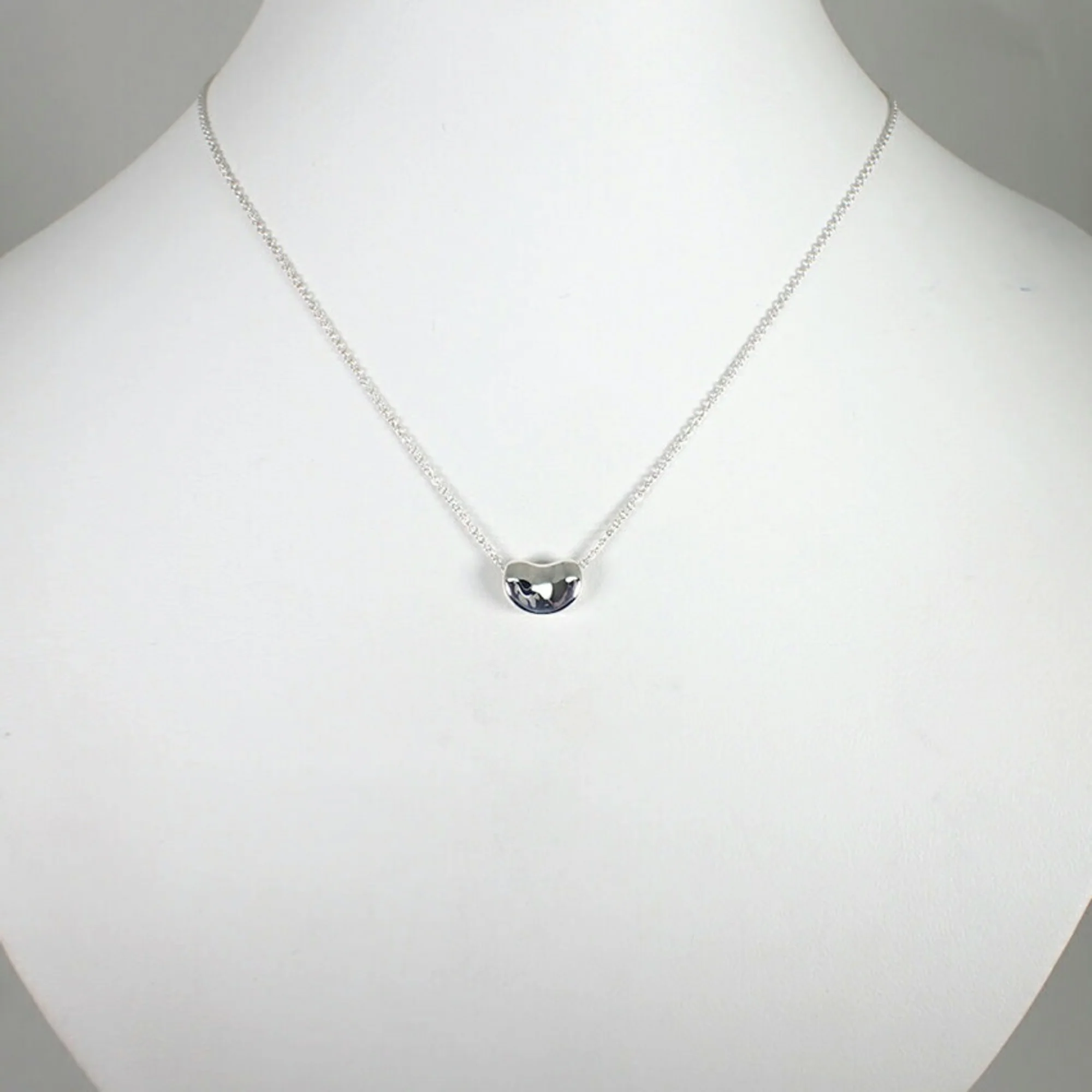 Bean Pendant Necklace Sterling Silver 7.6mm - Image 3