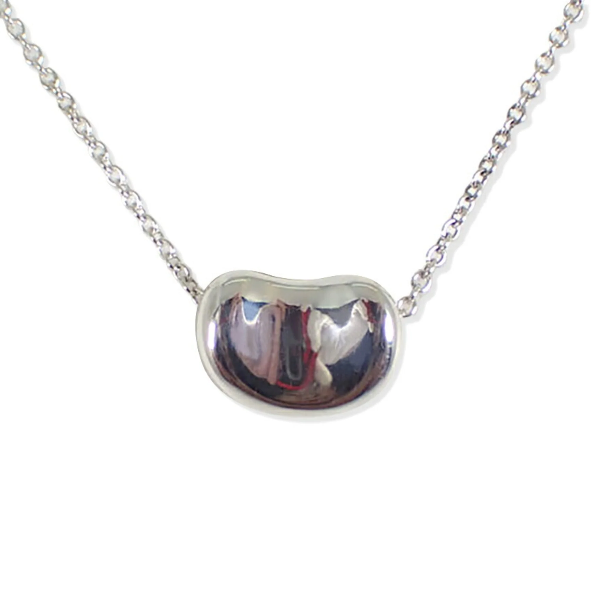 Bean Pendant Necklace Sterling Silver 7.8mm