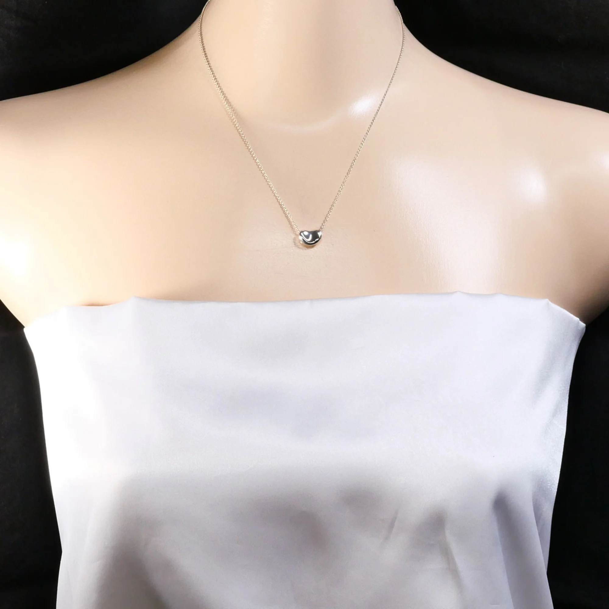 Bean Pendant Necklace Sterling Silver 8mm - Image 6