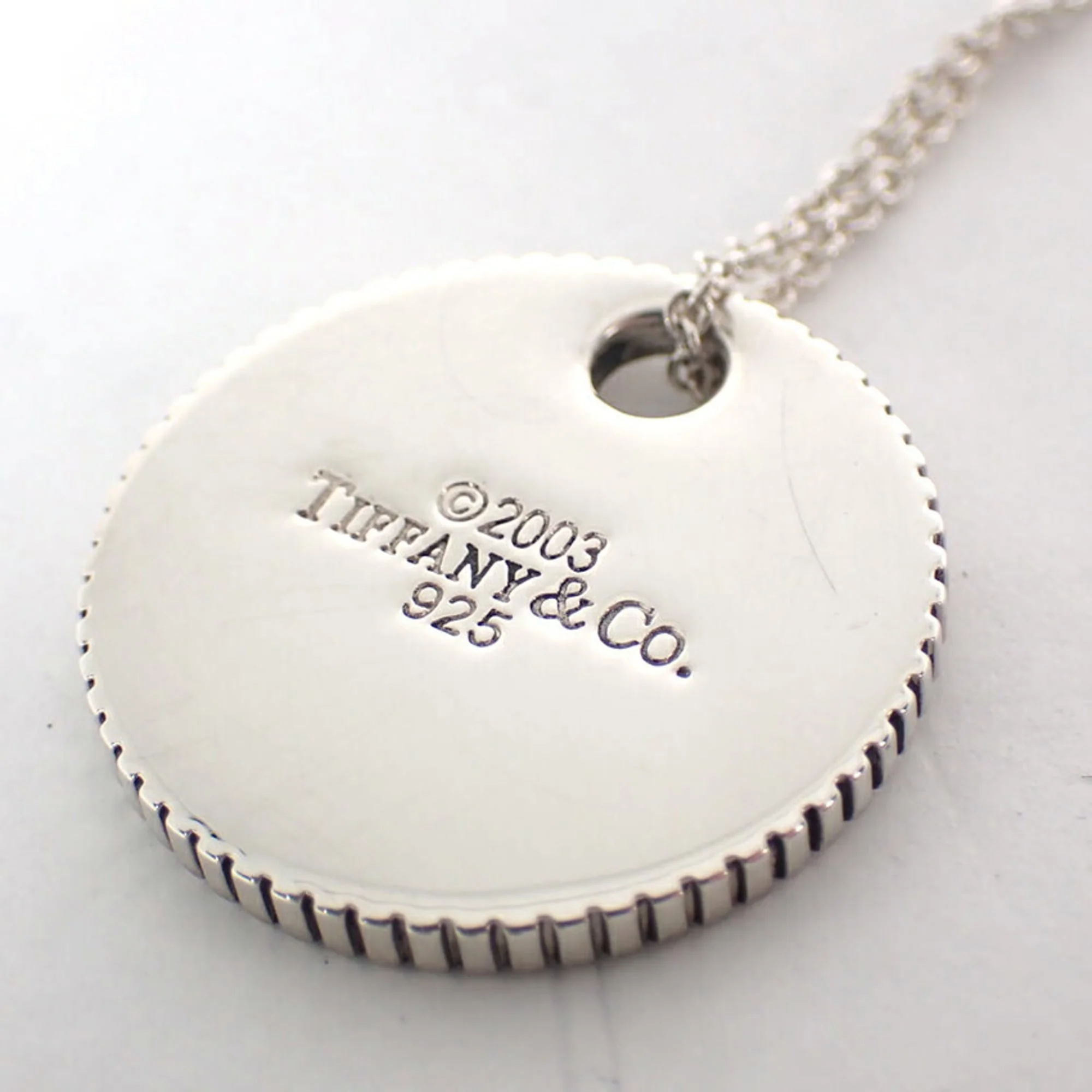 Coin Edge Pendant Necklace Sterling Silver - Image 8