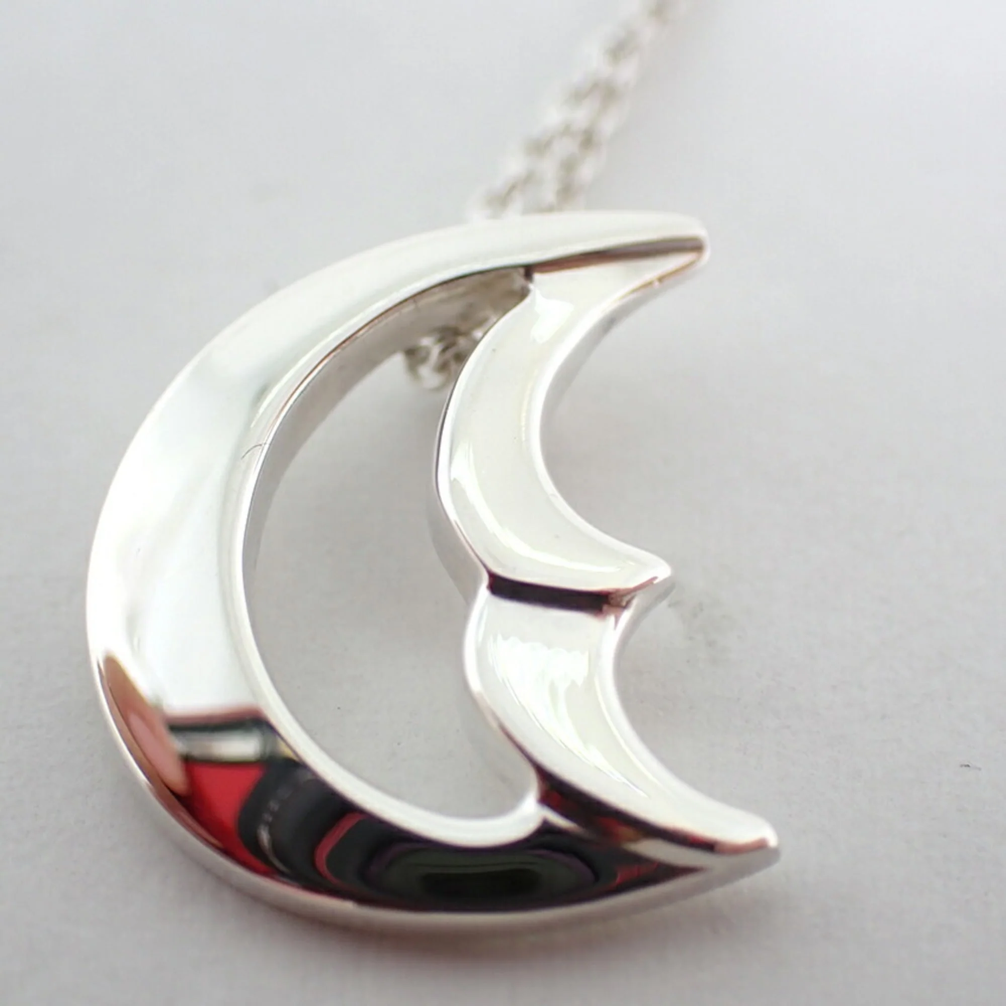 Crescent Moon Pendant Necklace Sterling Silver - Image 6