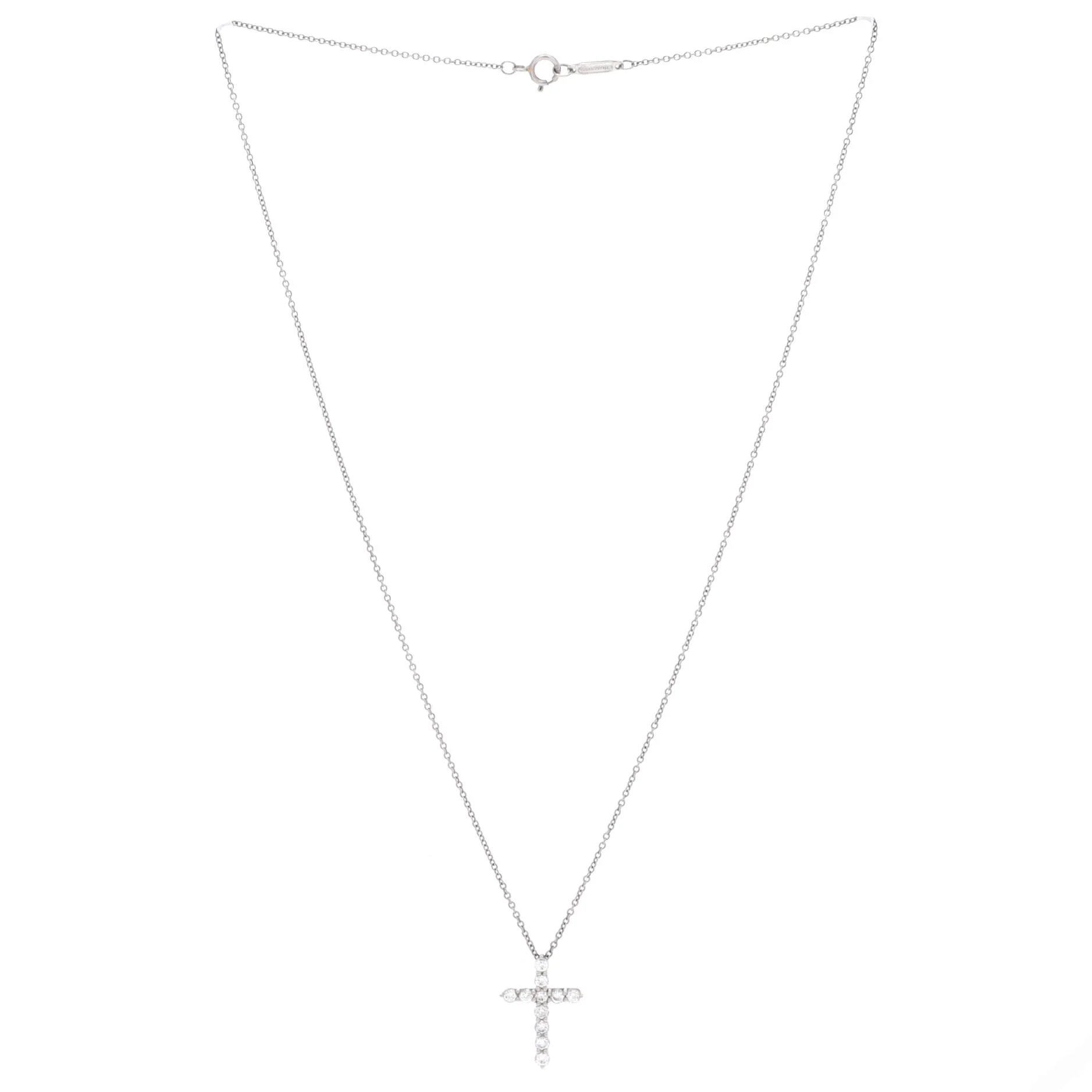Cross Pendant Necklace Platinum and Diamonds Small - Image 2