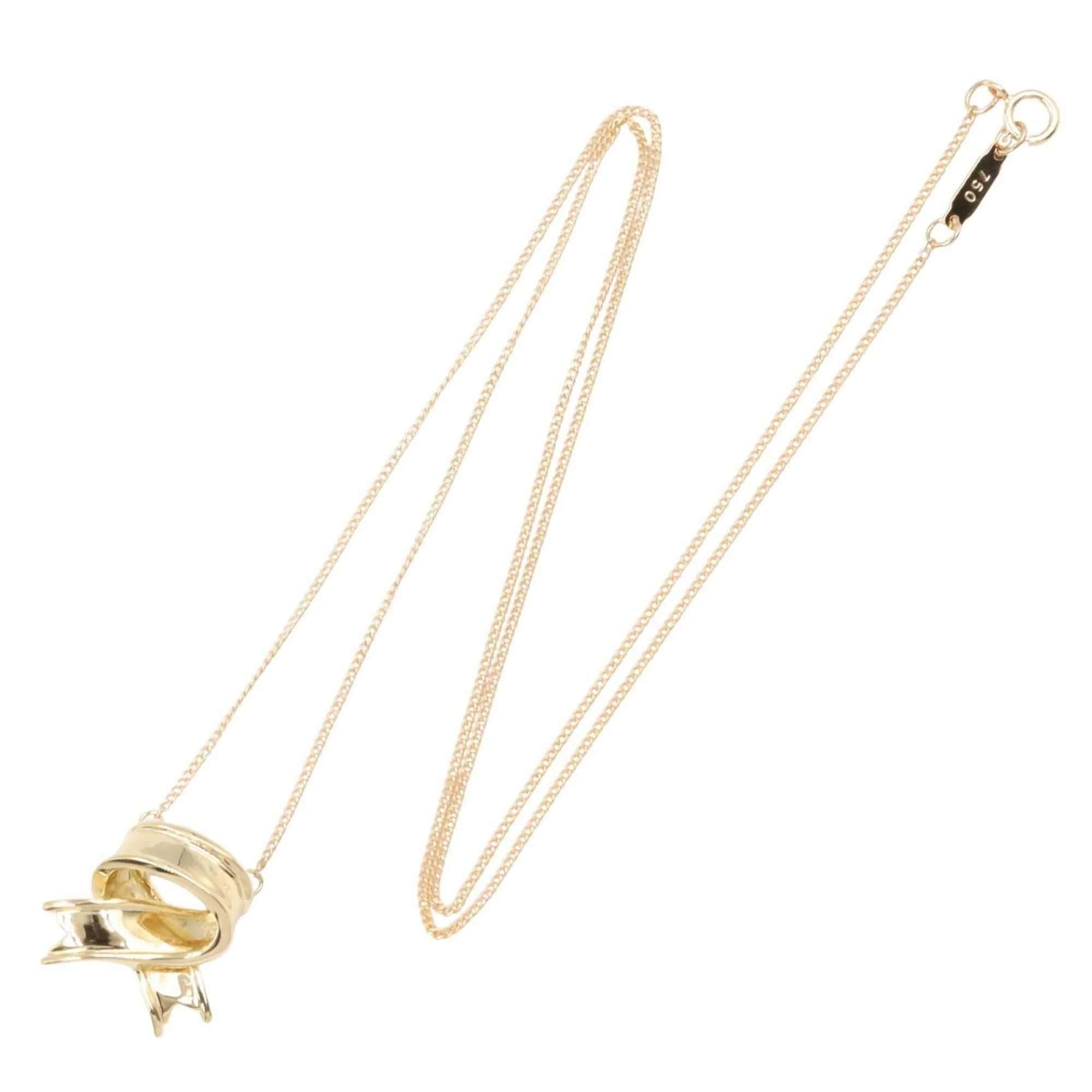 Cross Ribbon Pendant Necklace 18K Rose Gold and 18K Yellow Gold - Image 2