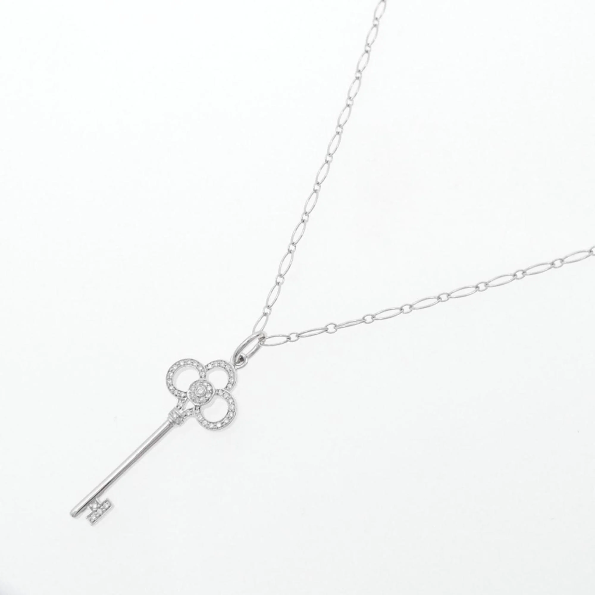 Crown Key Pendant Necklace 18K White Gold - Image 2