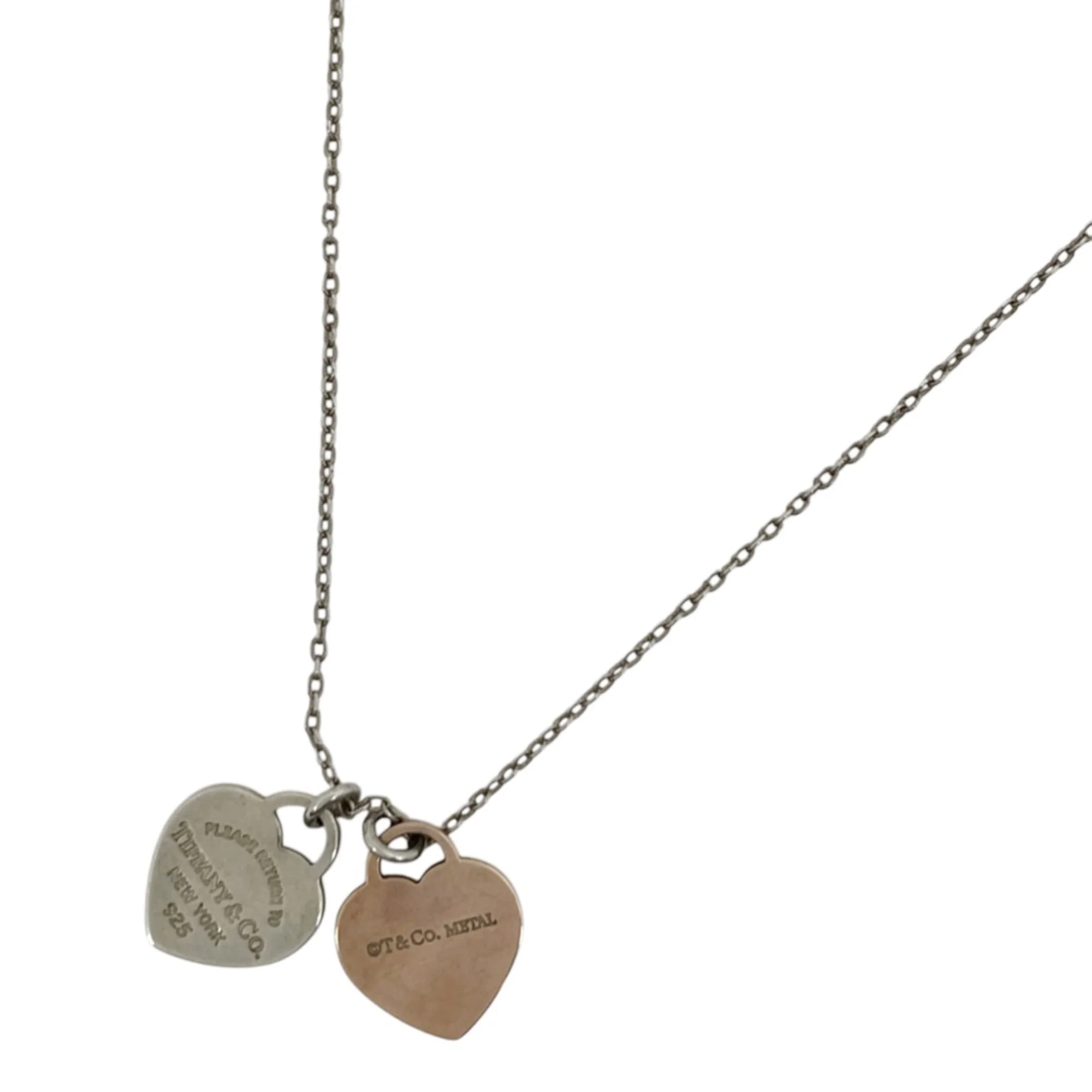 Double Heart Pendant Necklace Sterling Silver
