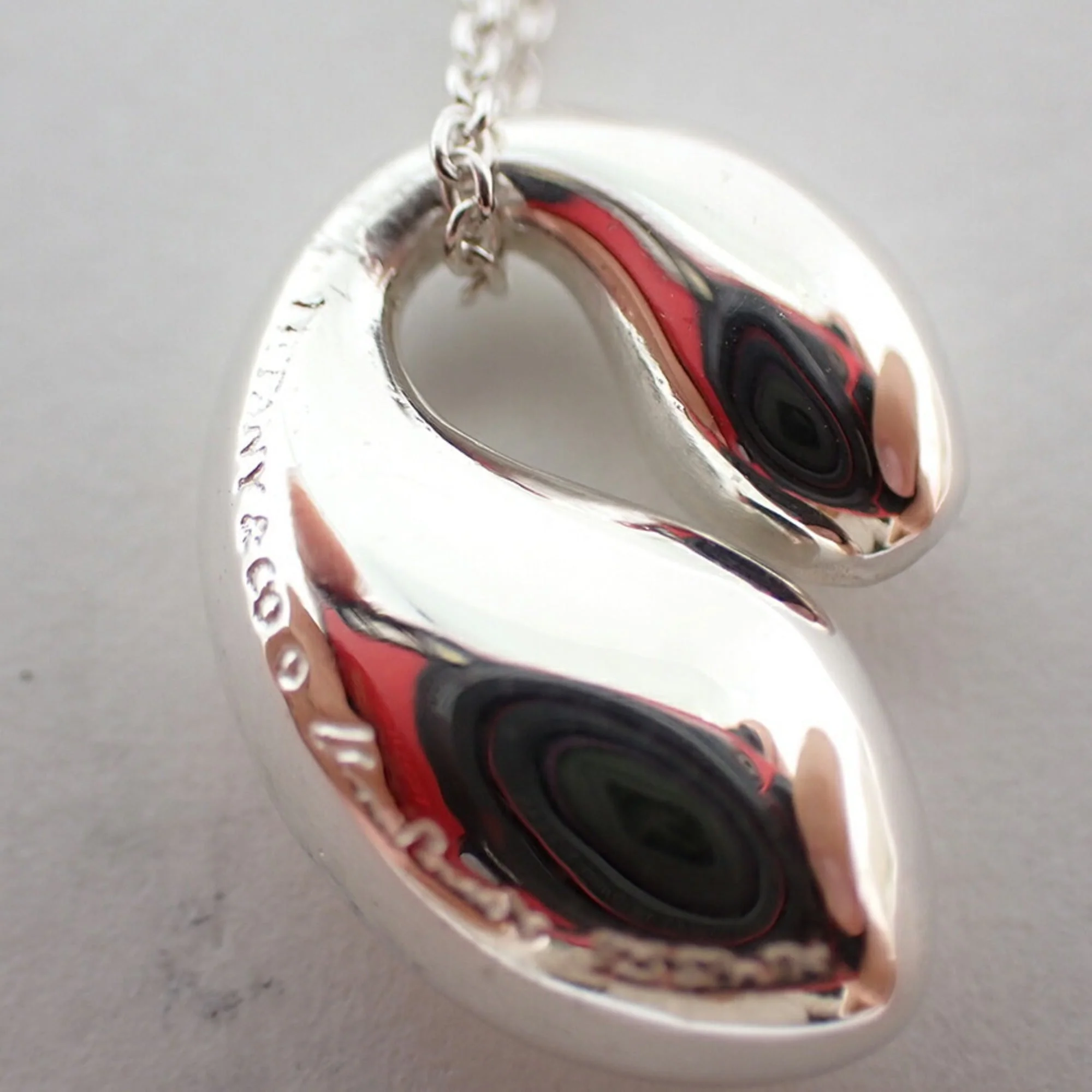 Double Teardrop Pendant Necklace Sterling Silver - Image 8