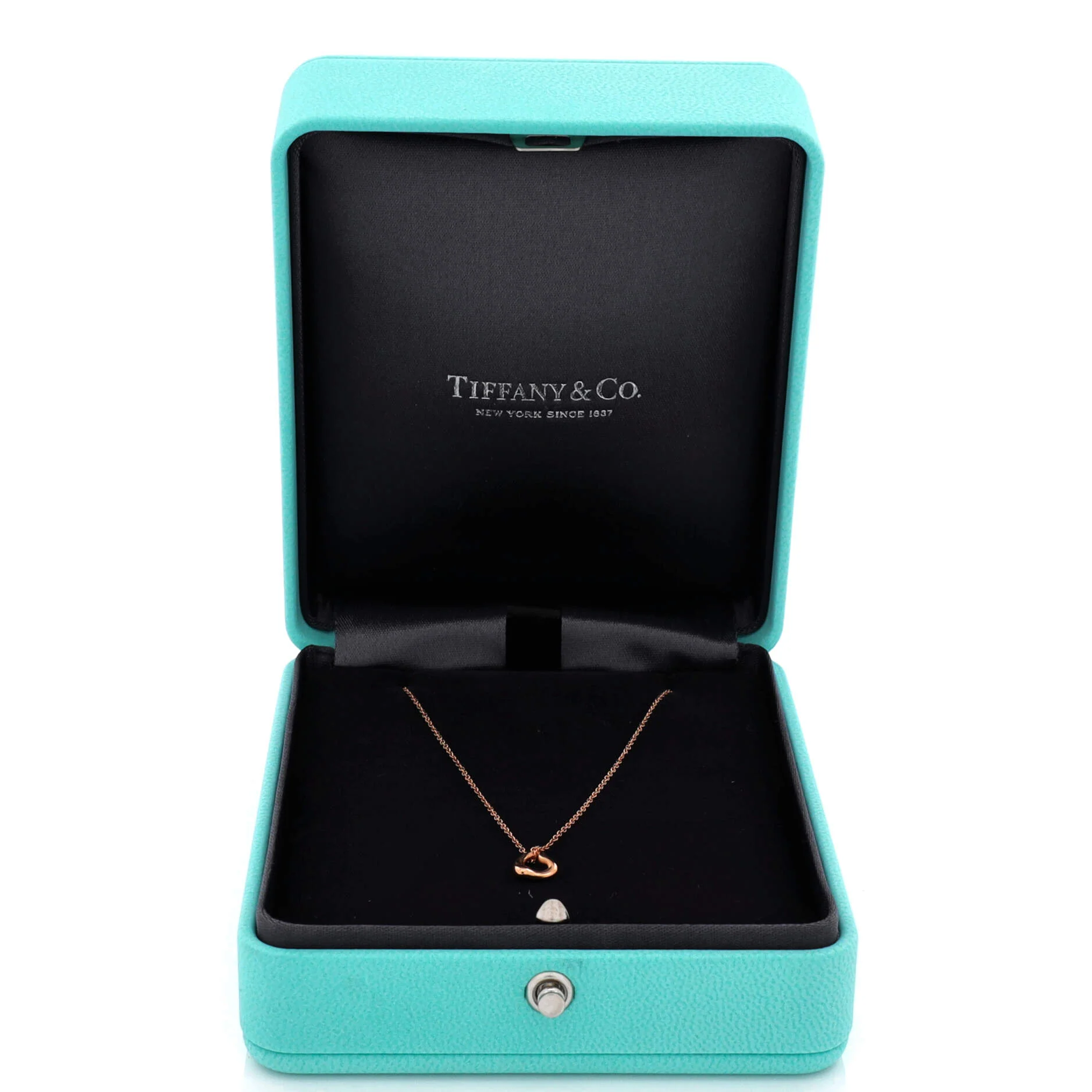 Elsa Peretti Open Heart Pendant Necklace 18K Rose Gold 7mm - Image 2