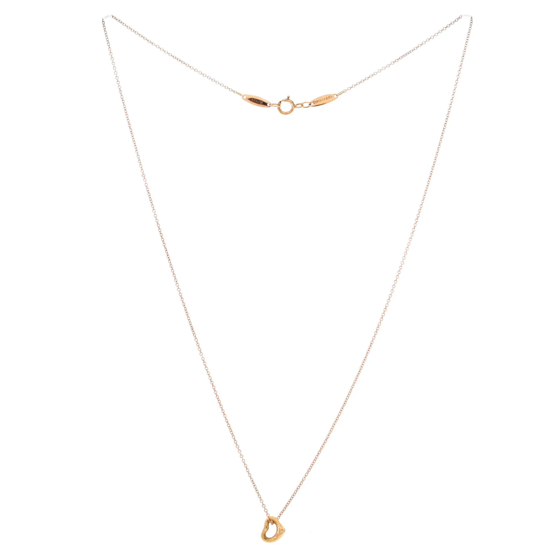 Elsa Peretti Open Heart Pendant Necklace 18K Rose Gold 7mm - Image 3