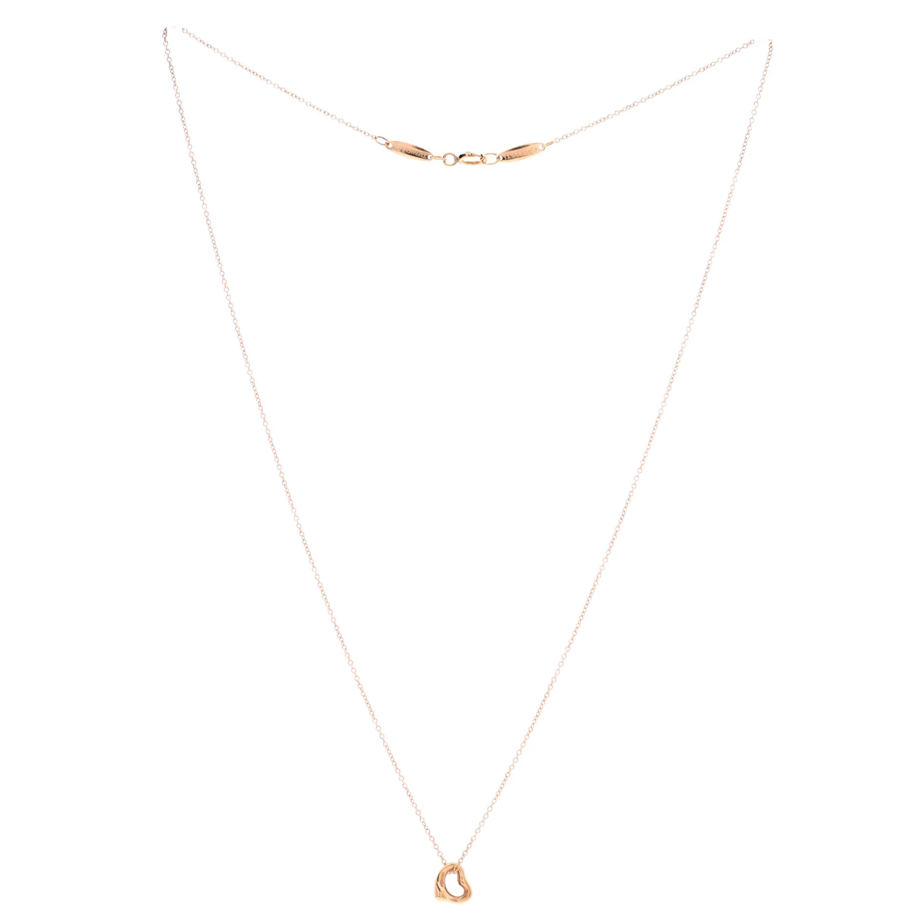 Elsa Peretti Open Heart Pendant Necklace 18K Rose Gold 7mm - Image 3