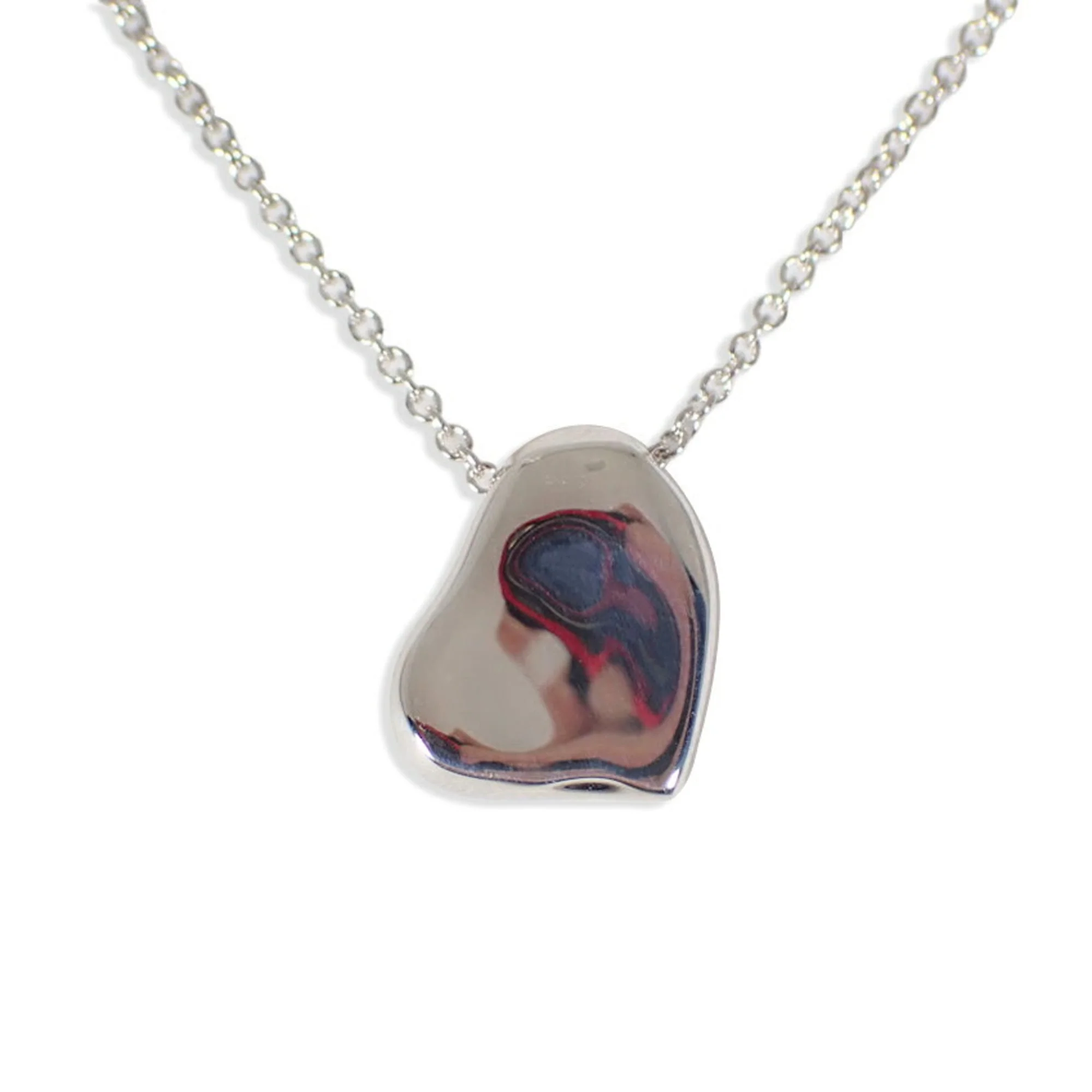 Full Heart Pendant Necklace Sterling Silver