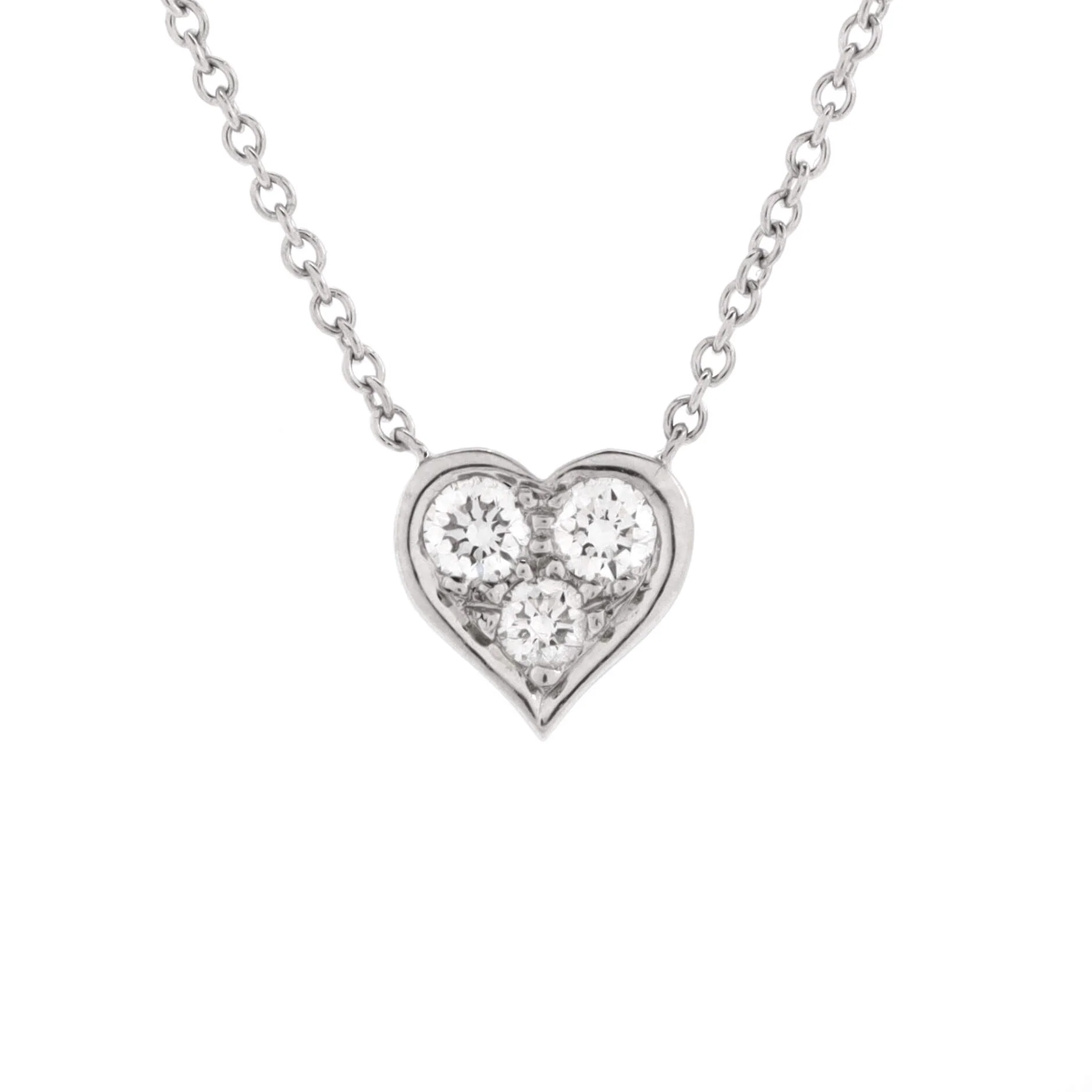Heart 3 Diamond Pendant Necklace Platinum with Diamonds