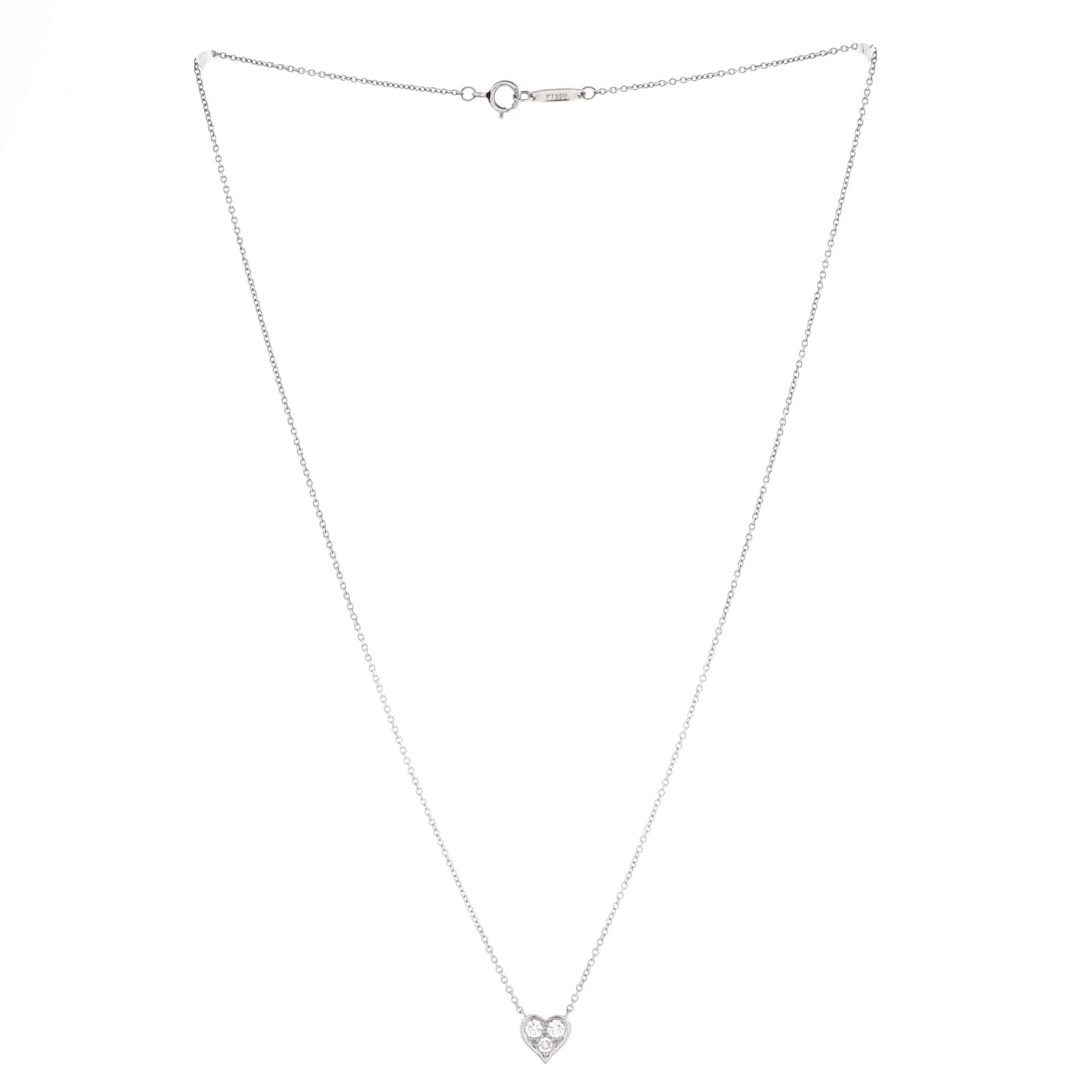 Heart 3 Diamond Pendant Necklace Platinum with Diamonds - Image 3
