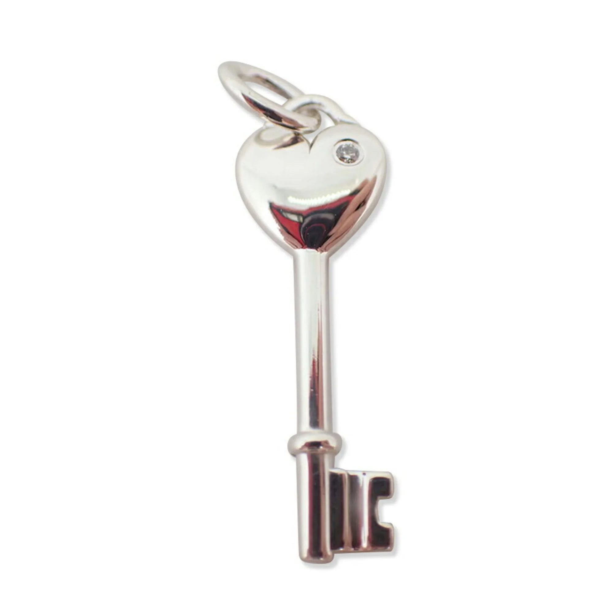 Heart Key Pendant Necklace Sterling Silver With Diamond - Image 2